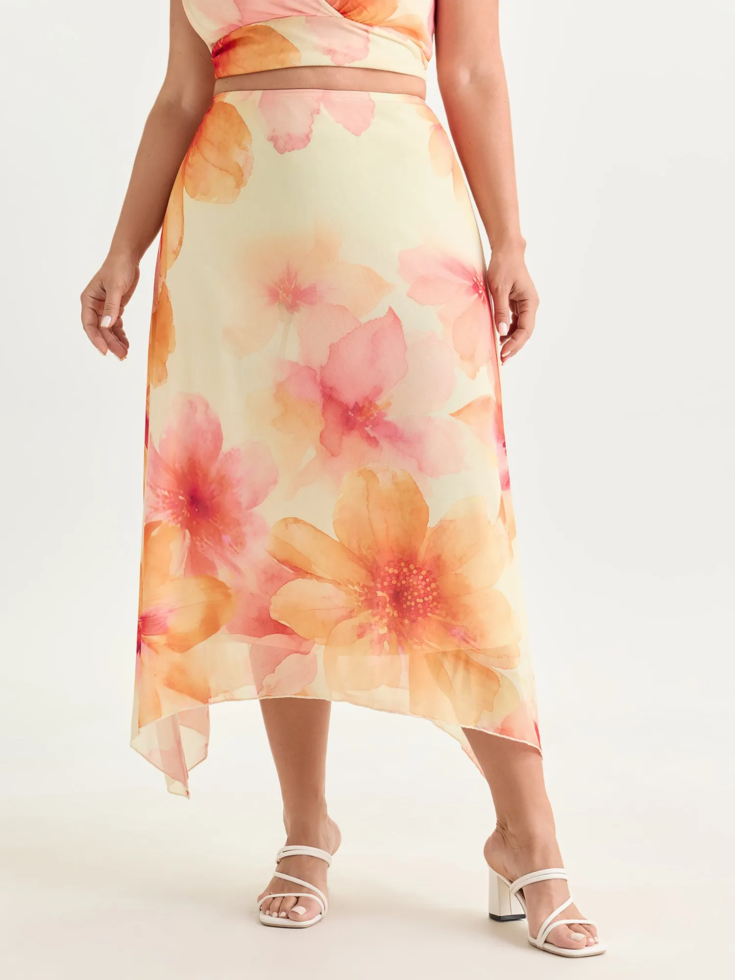 Stretchy Large Floral Print Lace Maxi Skirt sold by Bloomchic