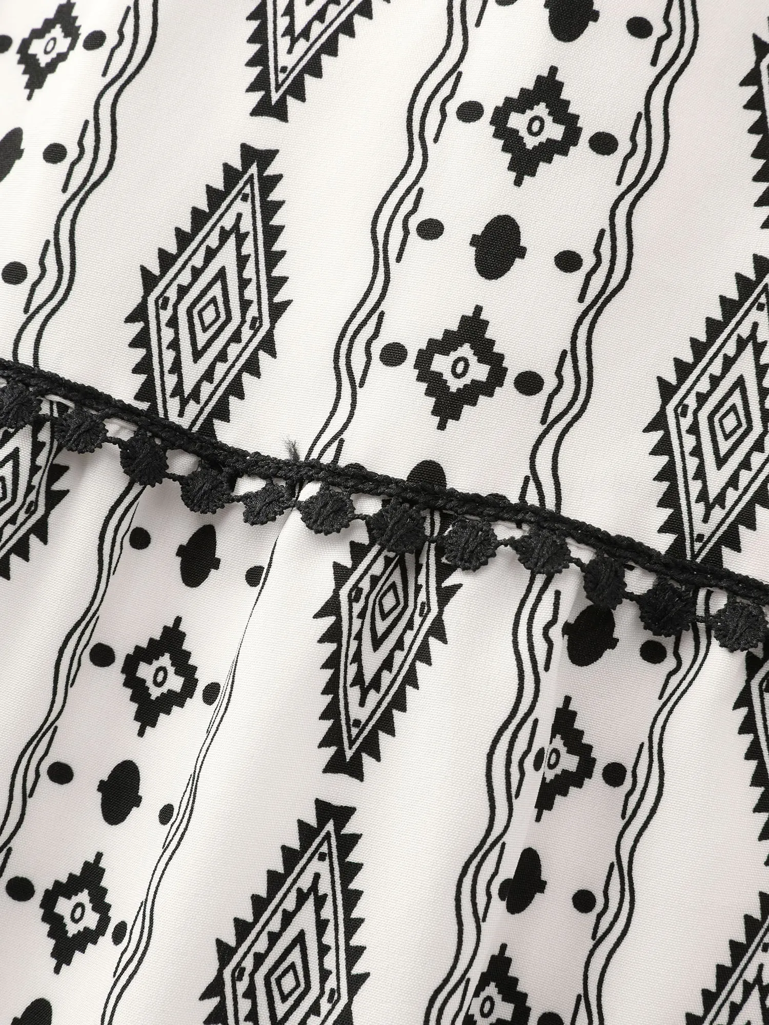 Geometric Print Lace Trim Tiered Maxi Dress sold by Bloomchic product image thumbnail 5