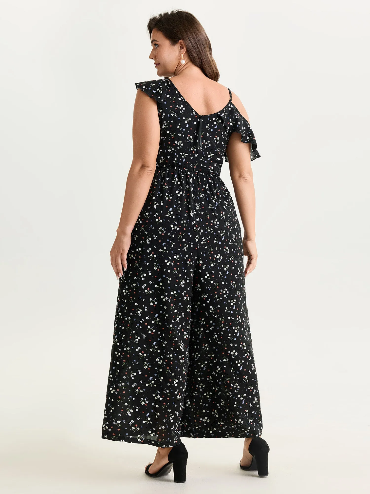 Floral Print One-Shoulder Ruffled Jumpsuit sold by Bloomchic product image thumbnail 4