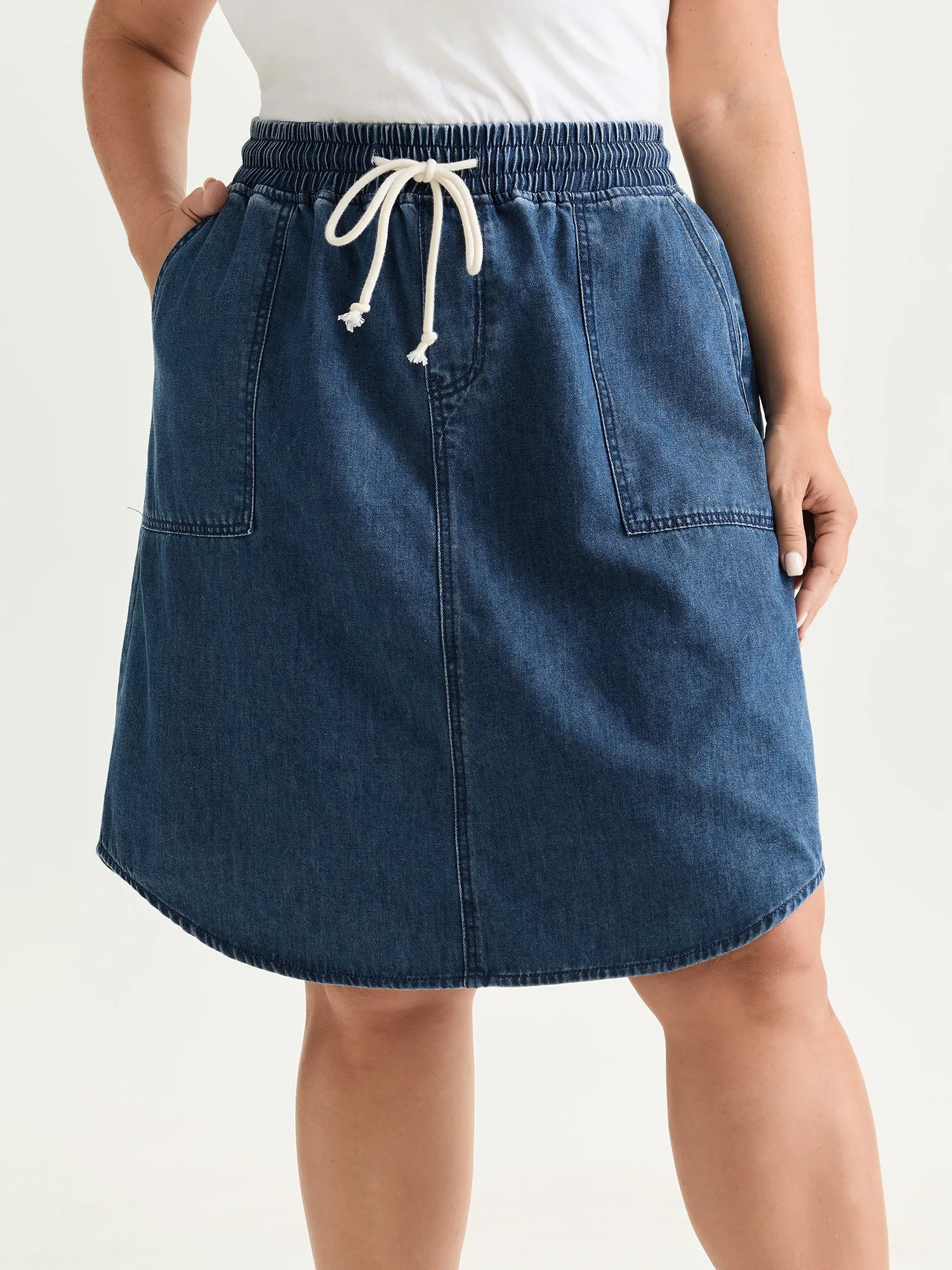Stretchy Straight-Fit Denim Mini Skirt sold by Bloomchic product image thumbnail 2