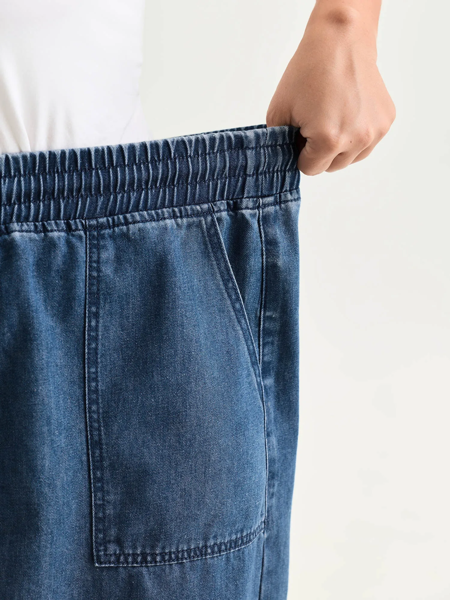 Stretchy Straight-Fit Denim Mini Skirt sold by Bloomchic product image thumbnail 4