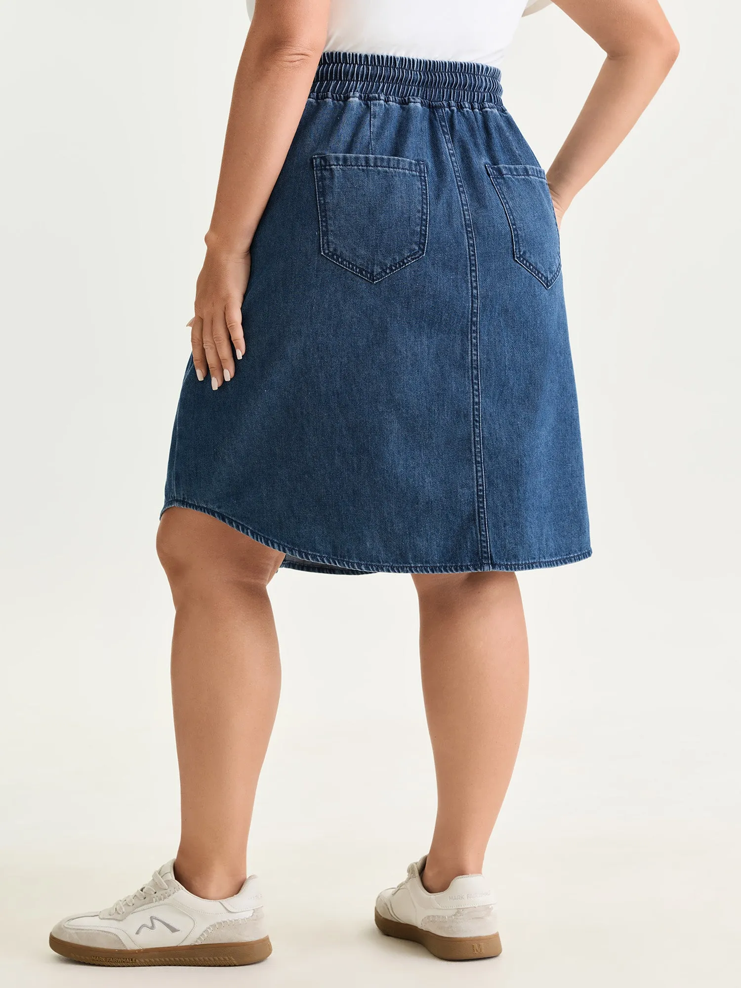 Stretchy Straight-Fit Denim Mini Skirt sold by Bloomchic product image thumbnail 5
