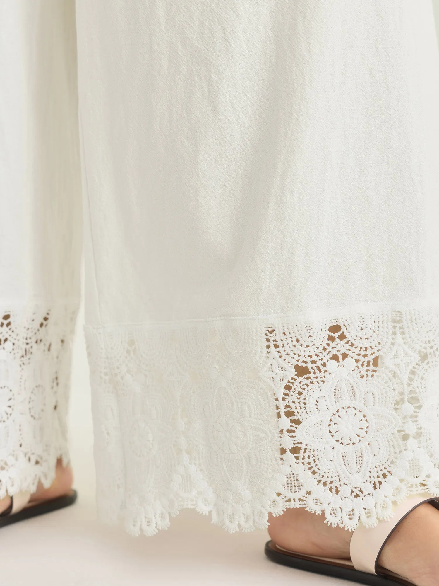 Cotton Scalloped Lace Hem Flared Pants sold by Bloomchic product image thumbnail 5