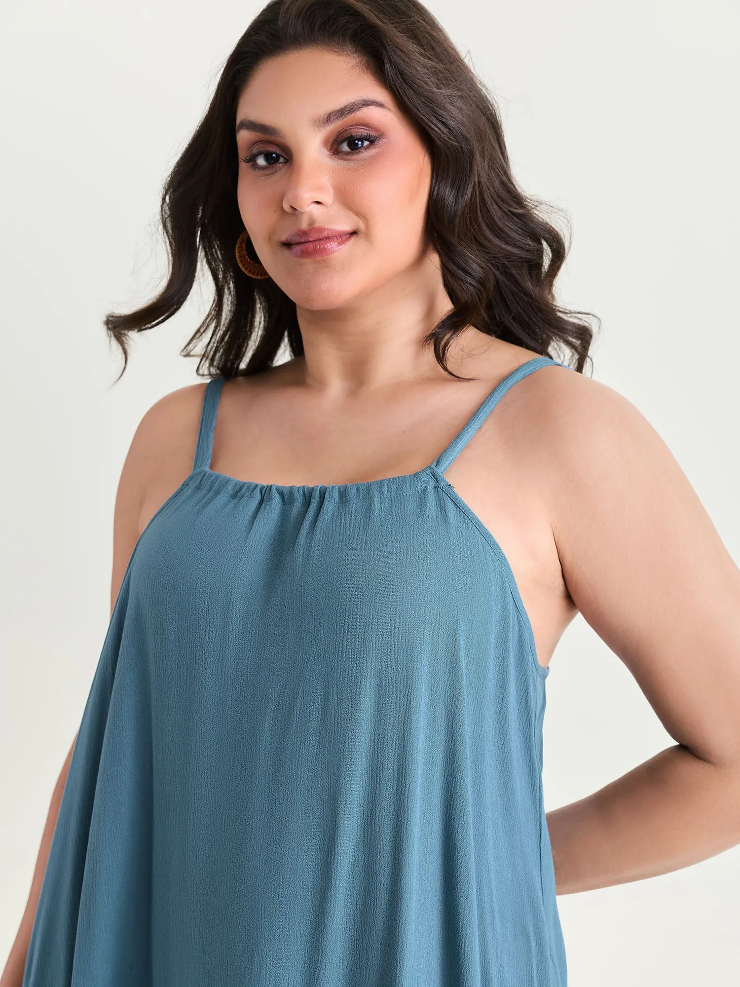 Backless Flowy Cami Plain Midi Dress sold by Bloomchic product image thumbnail 3