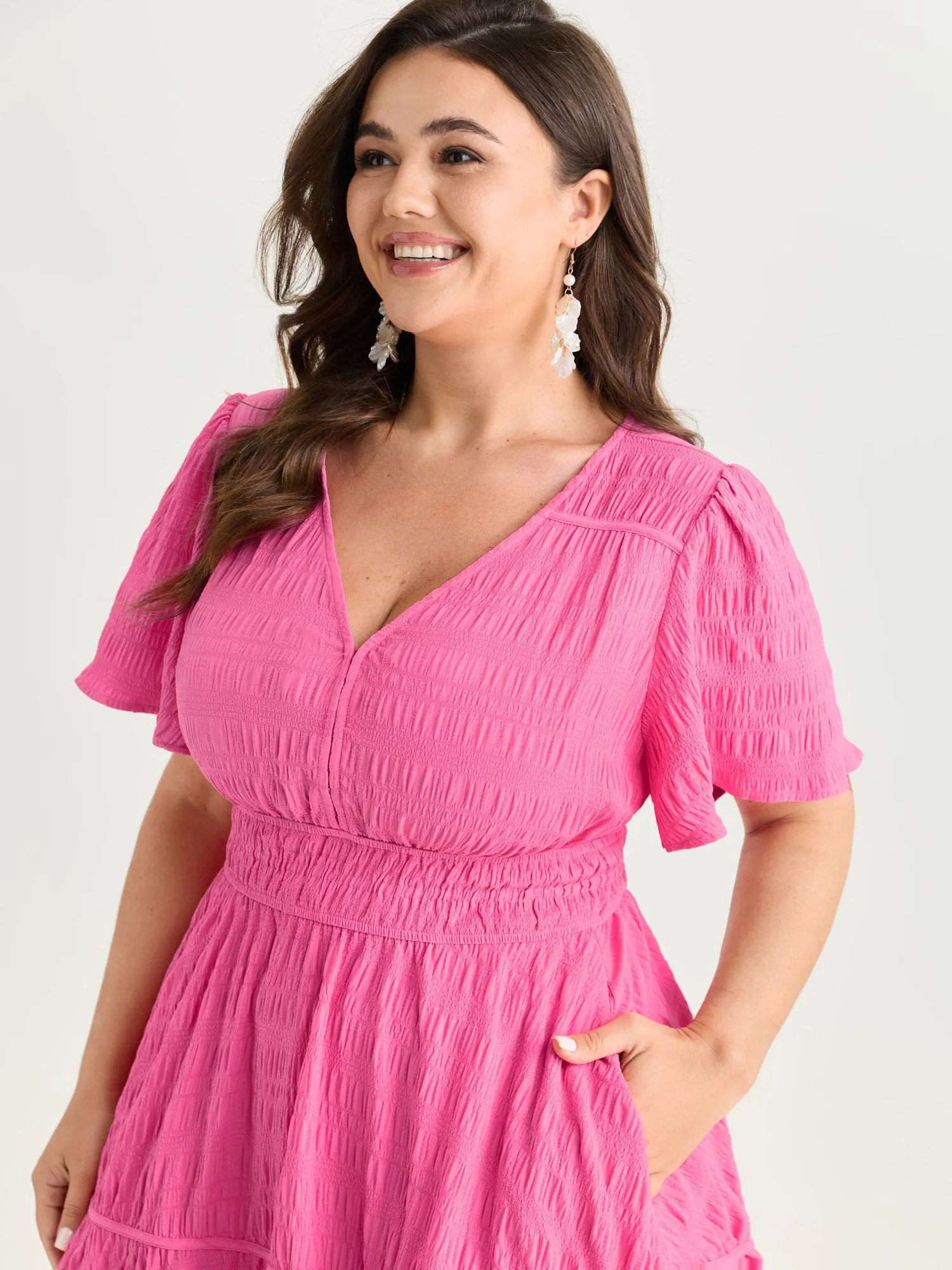 Textured Cinched-Waist Maxi Dress sold by Bloomchic product image thumbnail 2