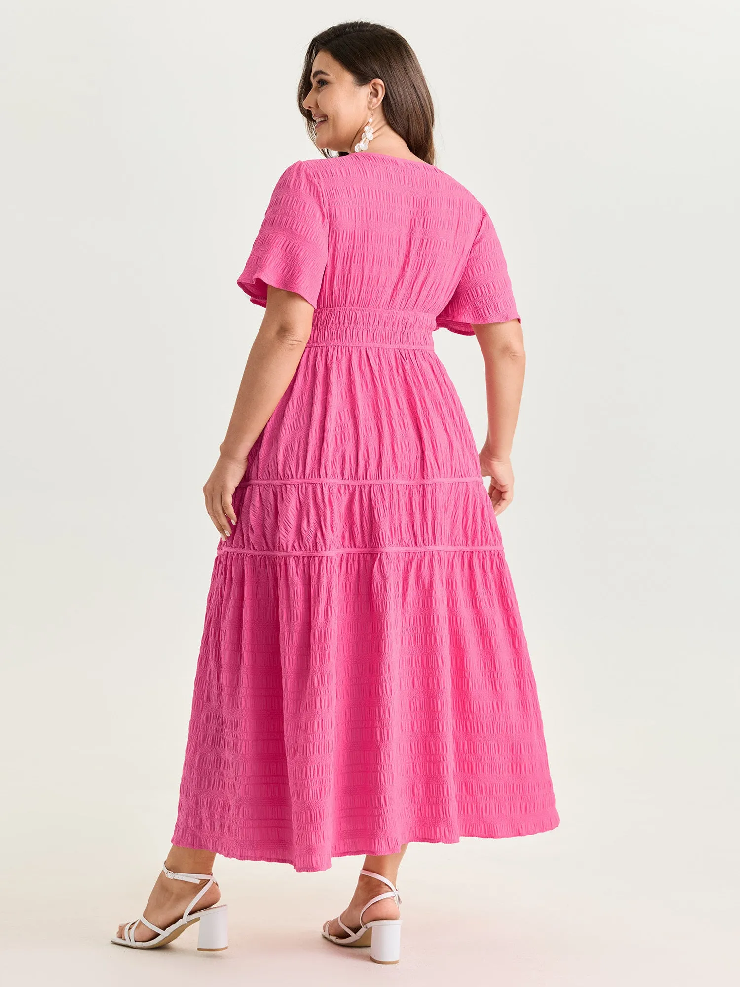 Textured Cinched-Waist Maxi Dress sold by Bloomchic product image thumbnail 4