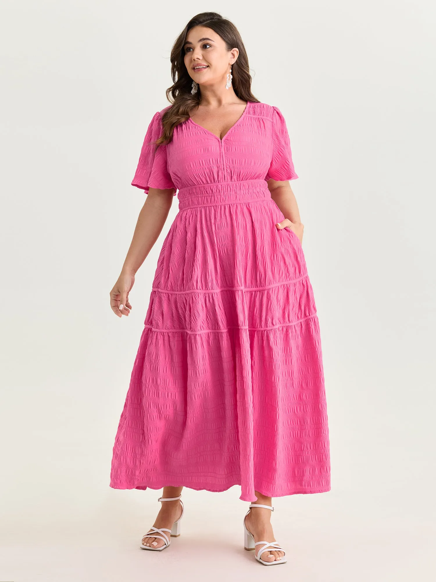 Textured Cinched-Waist Maxi Dress sold by Bloomchic product image thumbnail 3