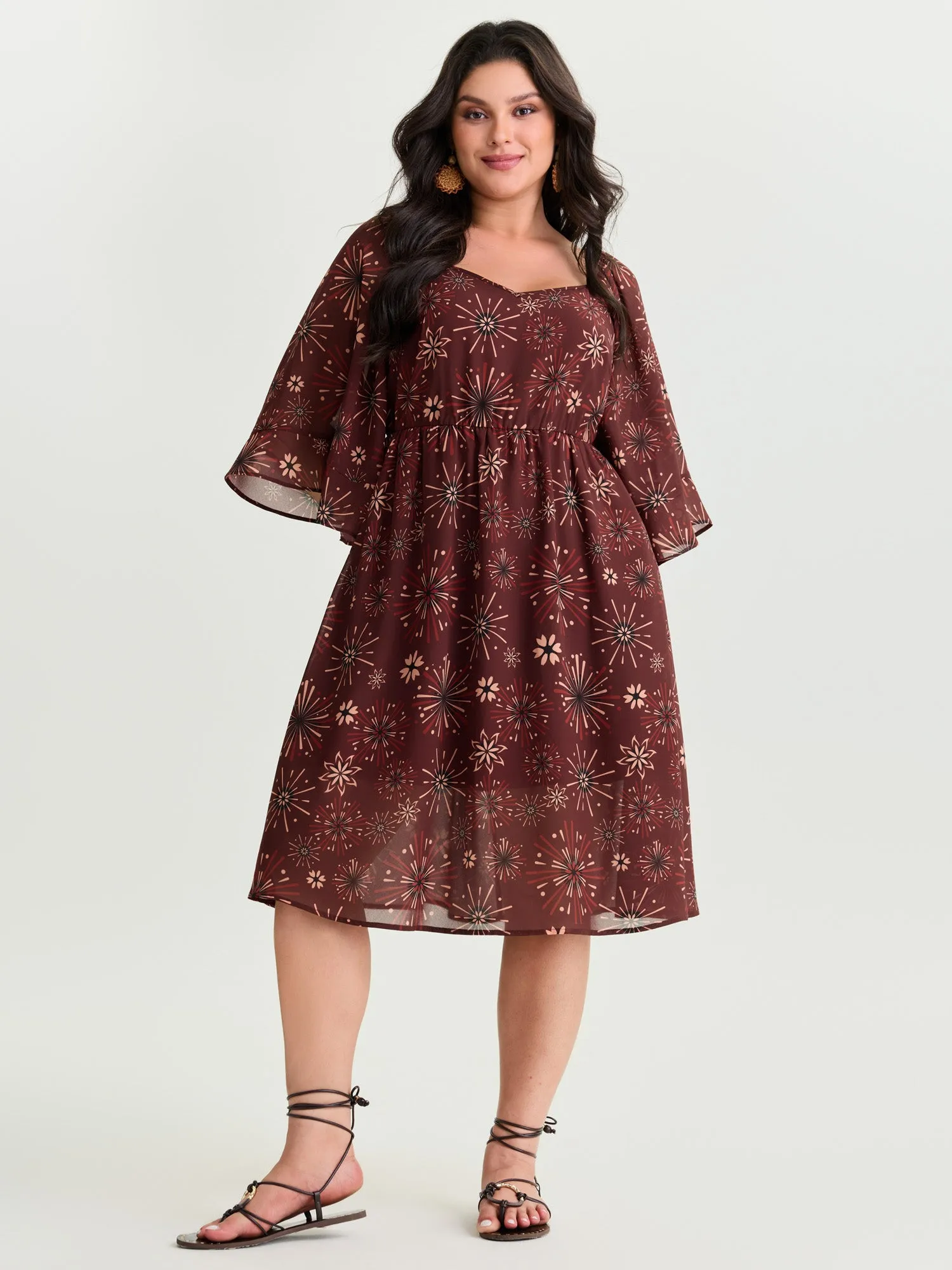 Vintage Floral Print Flowy Mesh Midi Dress sold by Bloomchic product image thumbnail 3
