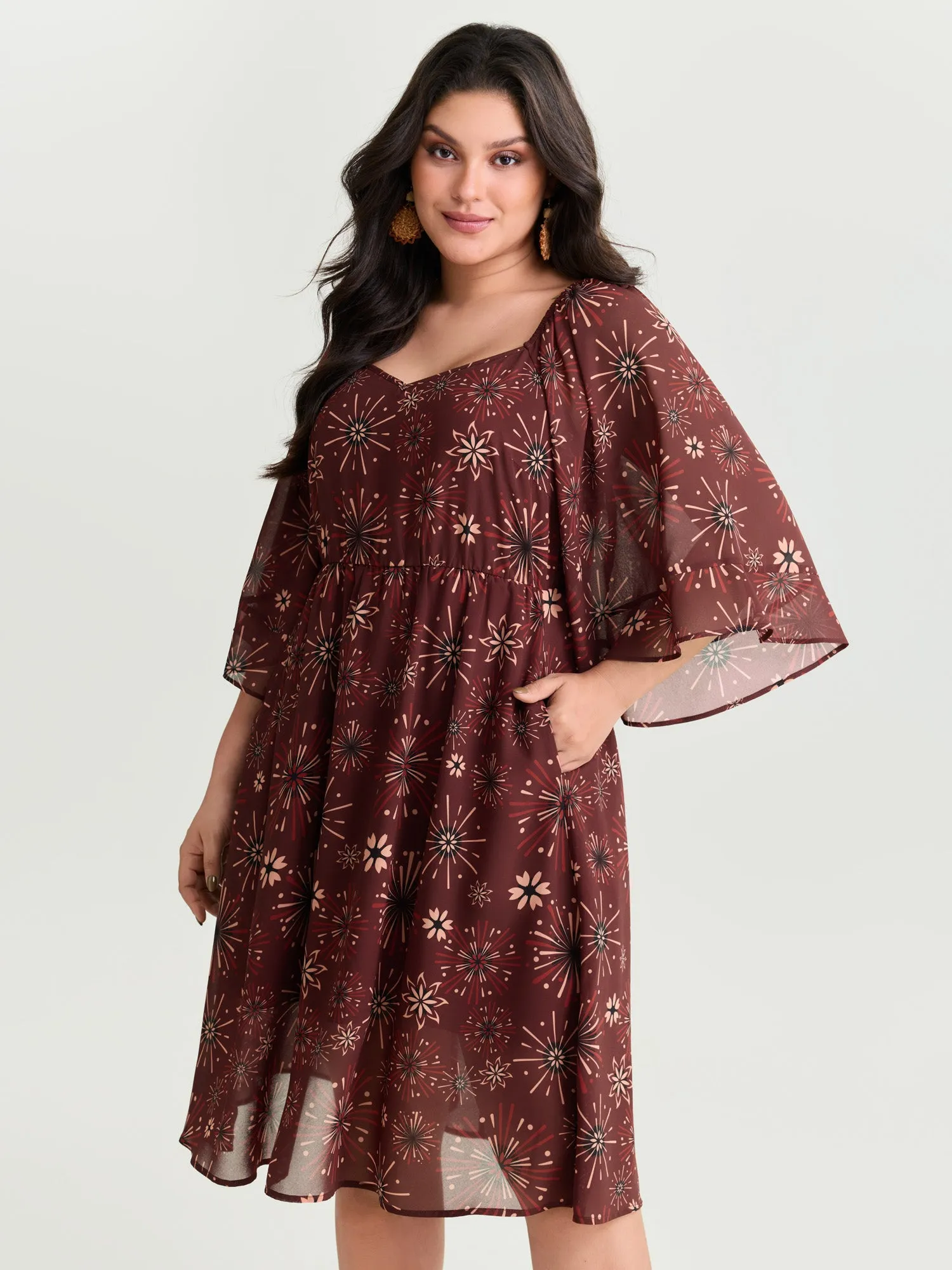 Vintage Floral Print Flowy Mesh Midi Dress sold by Bloomchic
