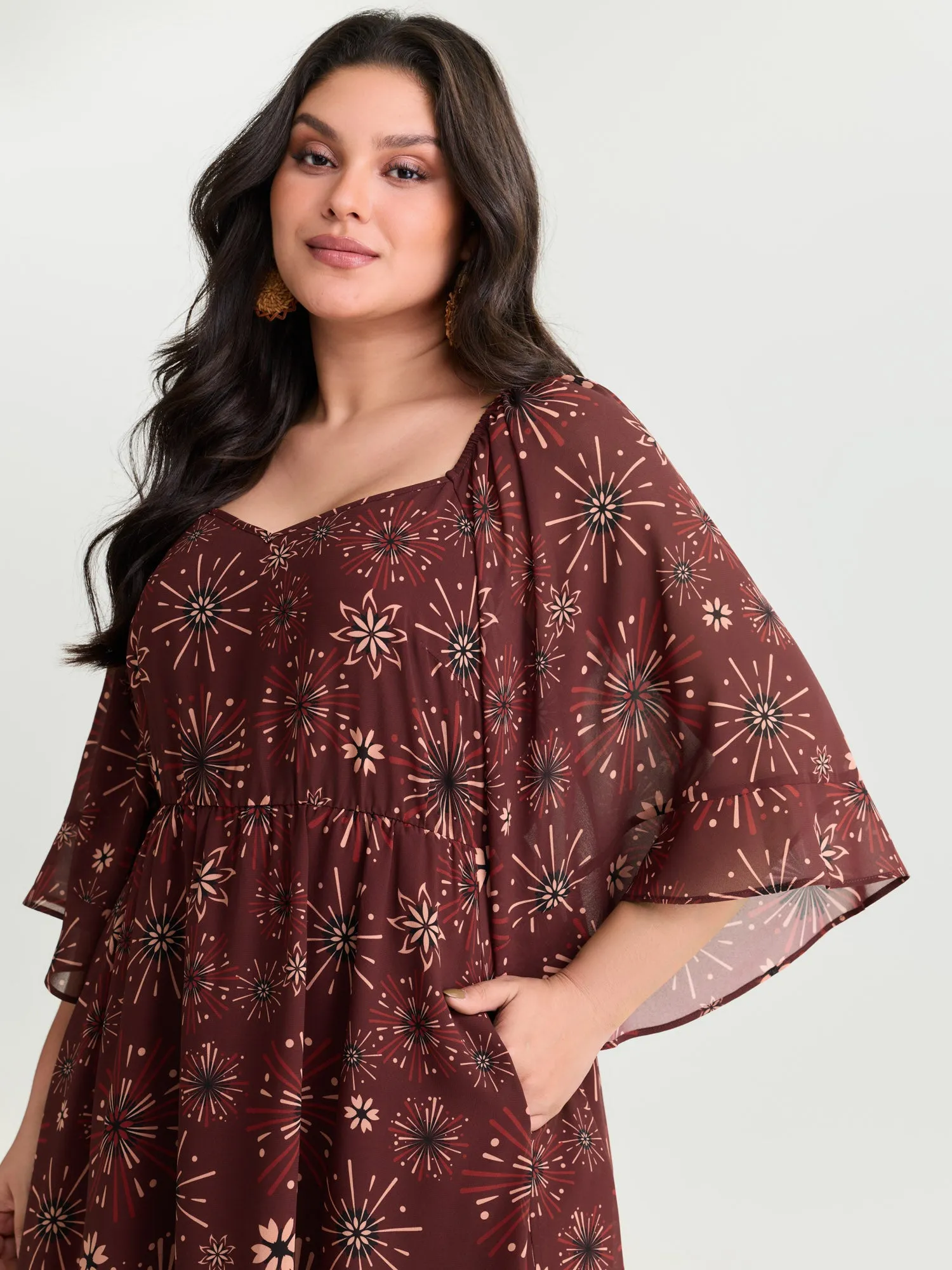 Vintage Floral Print Flowy Mesh Midi Dress sold by Bloomchic product image thumbnail 2