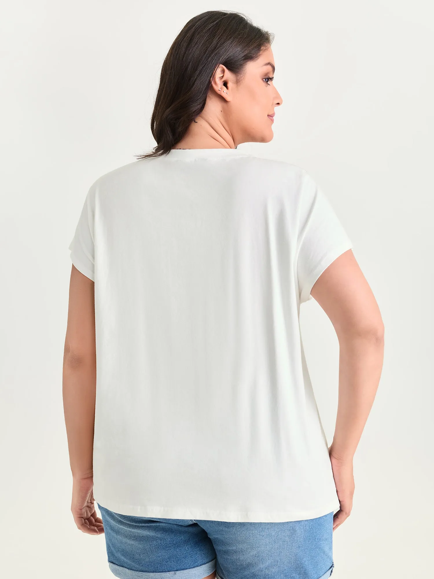 Cotton Stretchy Floral Embroidered Plain T-Shirt sold by Bloomchic product image thumbnail 5