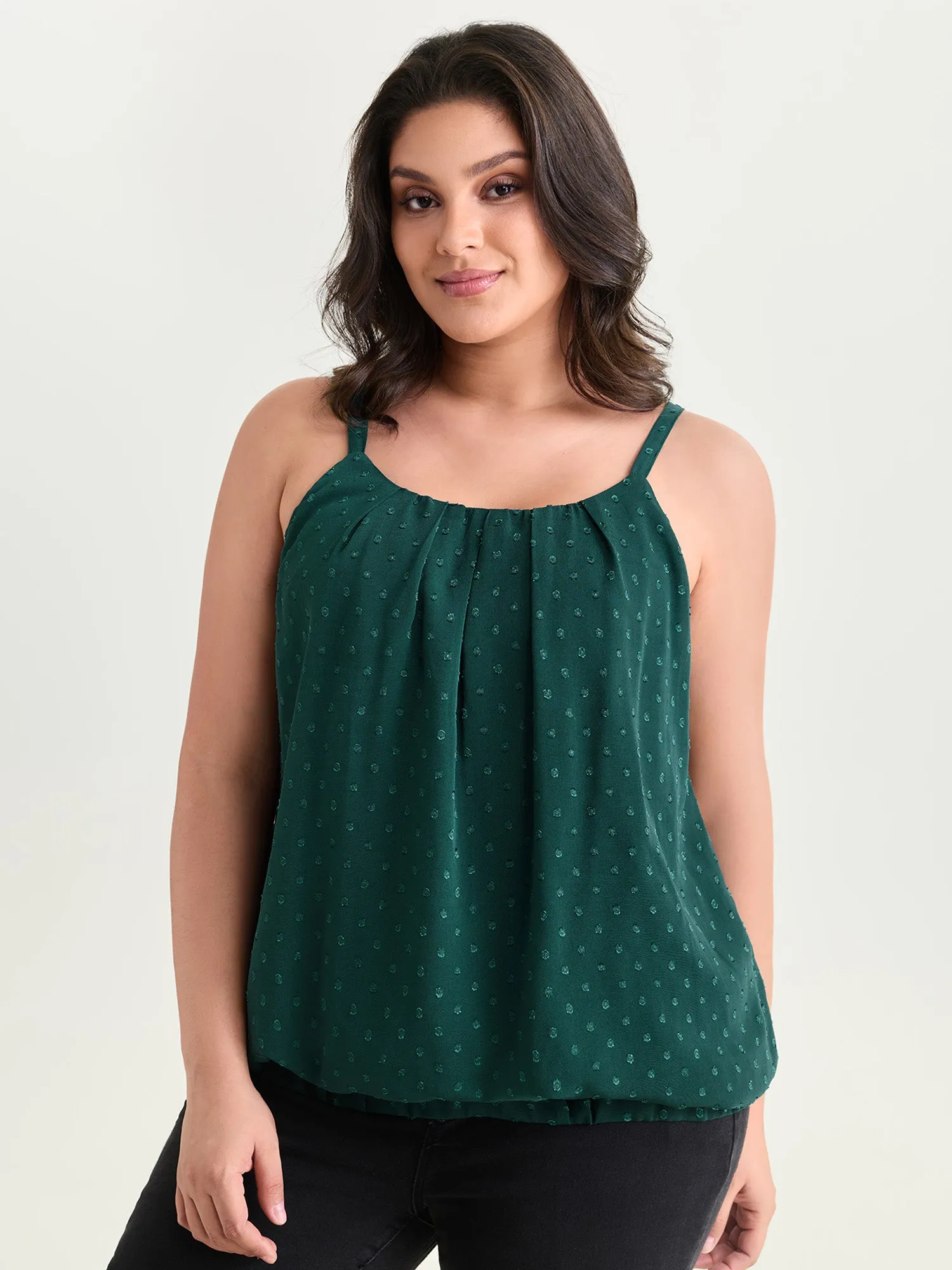 Textured Stretchy Hem Pleated Tank Top sold by Bloomchic
