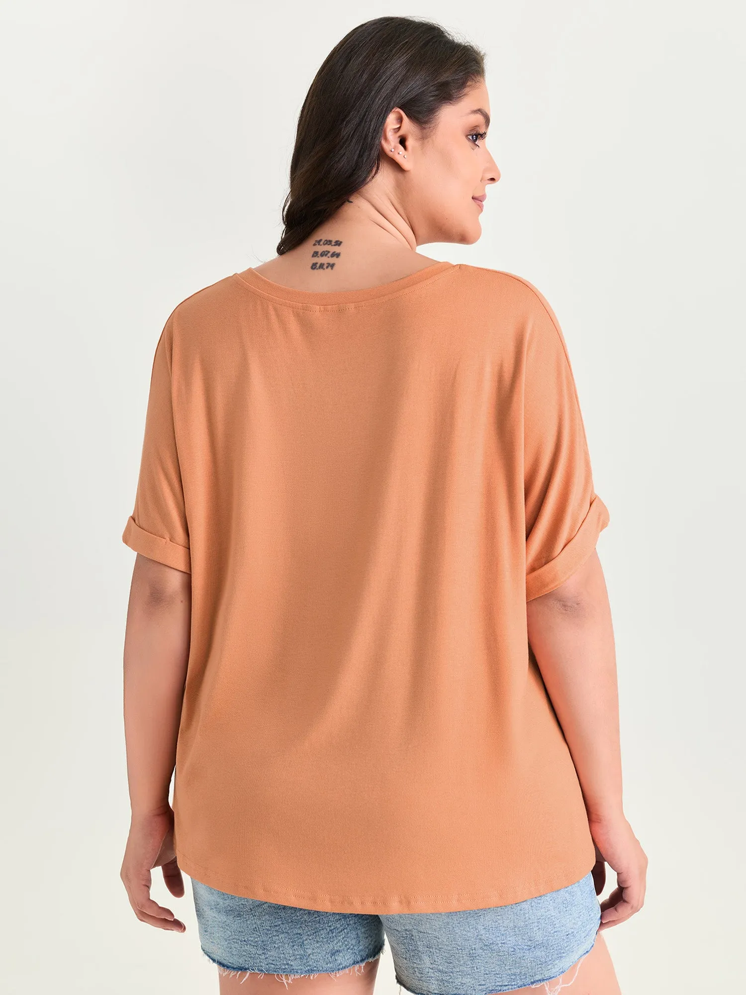 Supersoft Plain V-Neck Relaxed-Fit T-Shirt sold by Bloomchic product image thumbnail 4