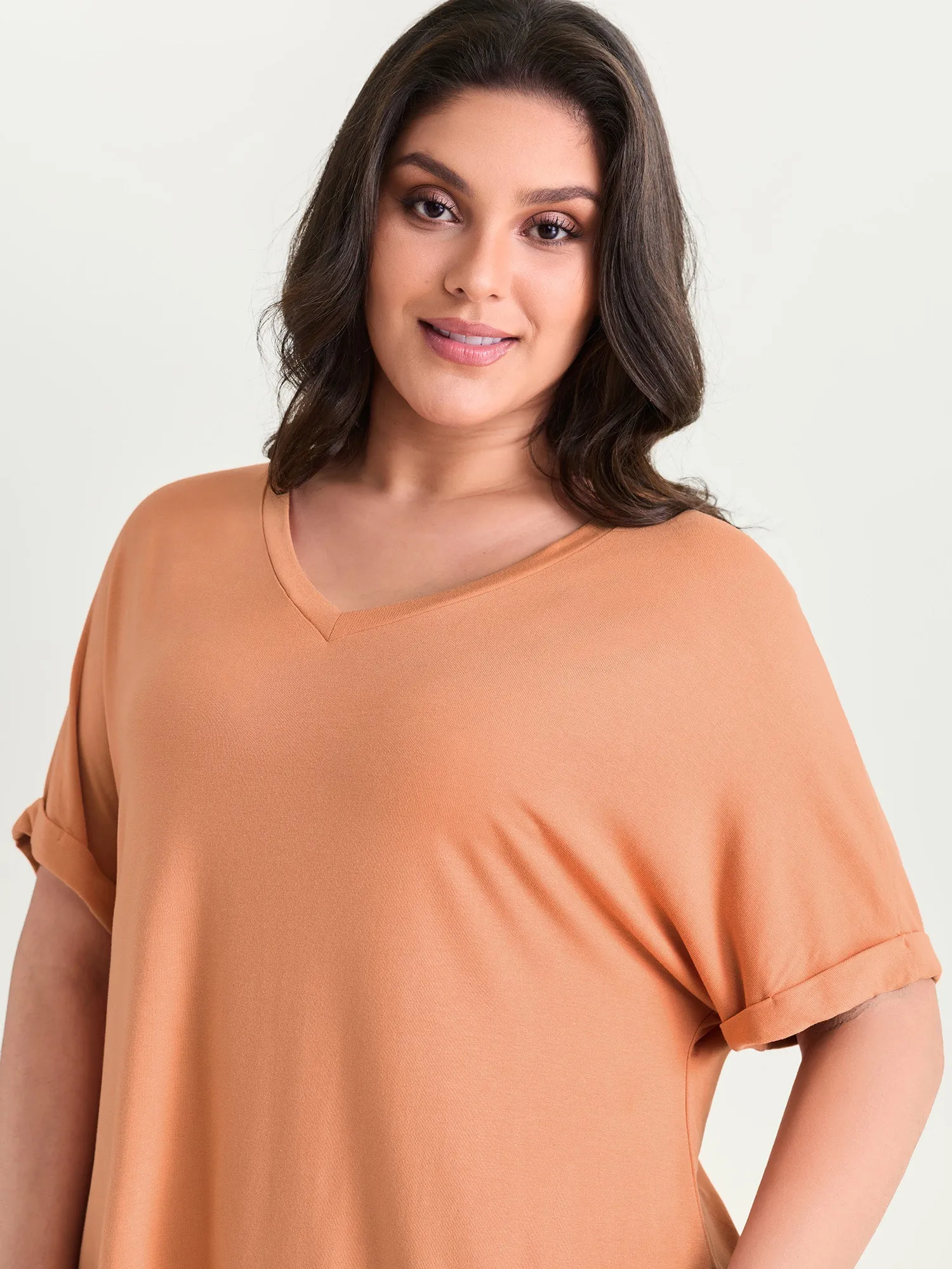 Supersoft Plain V-Neck Relaxed-Fit T-Shirt sold by Bloomchic product image thumbnail 2