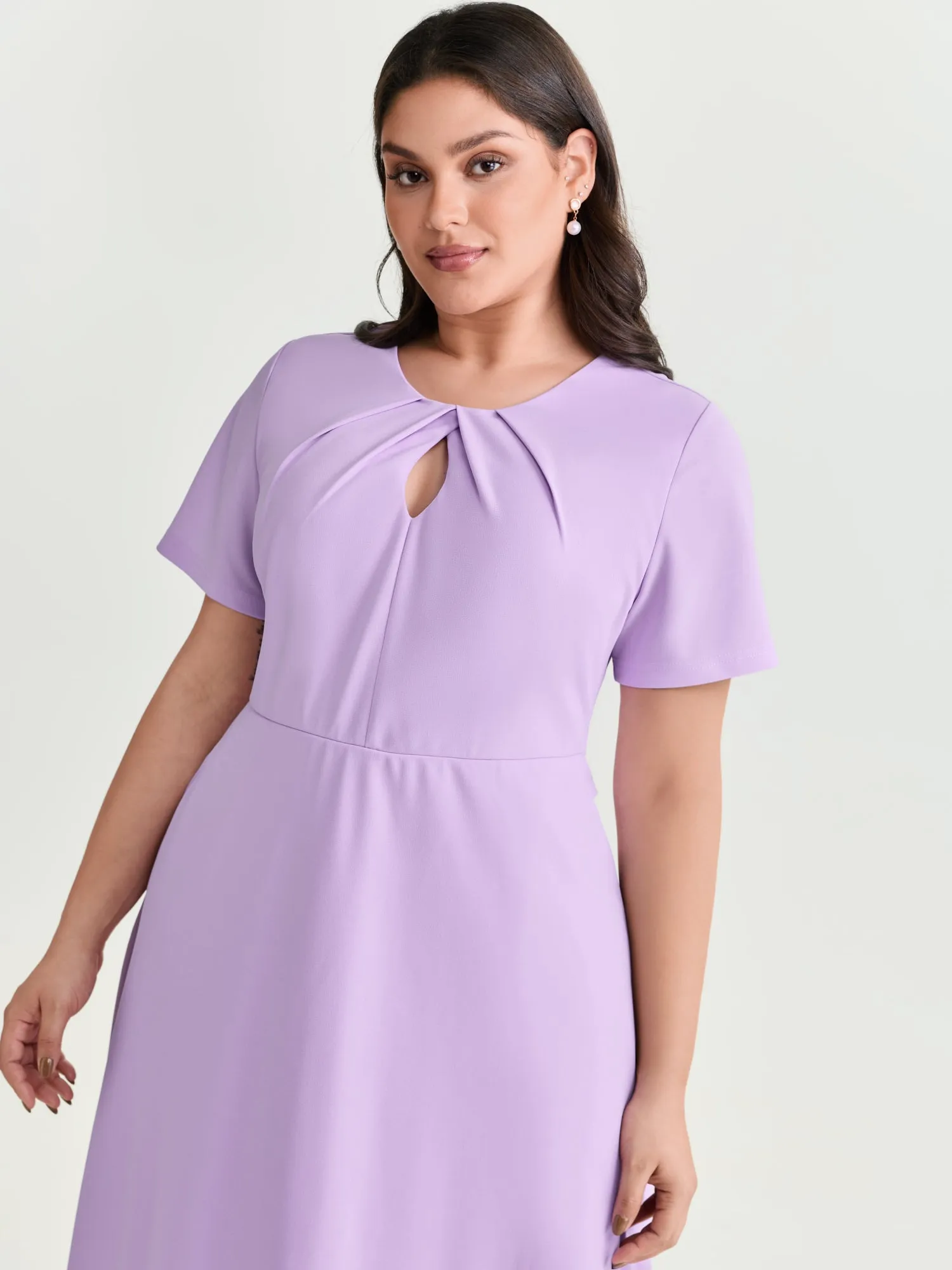 Stretchy Keyhole Neckline Fit And Flare Midi Dress sold by Bloomchic product image thumbnail 2