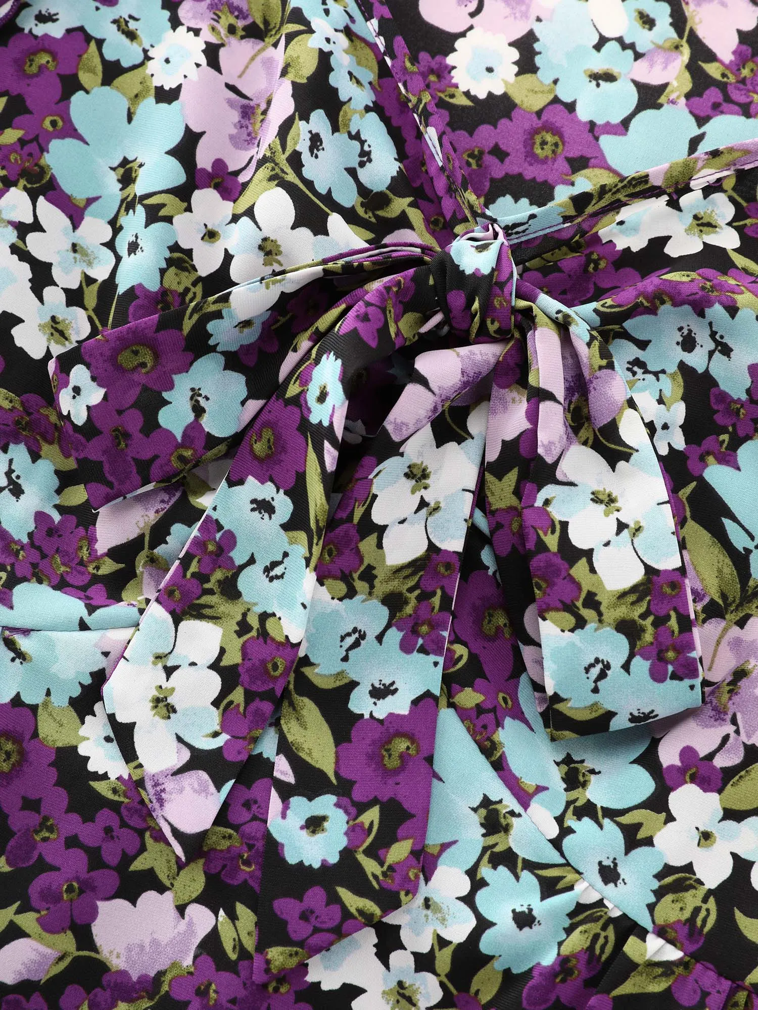 Floral Print Drawstring Neckline Blouse sold by Bloomchic product image thumbnail 5