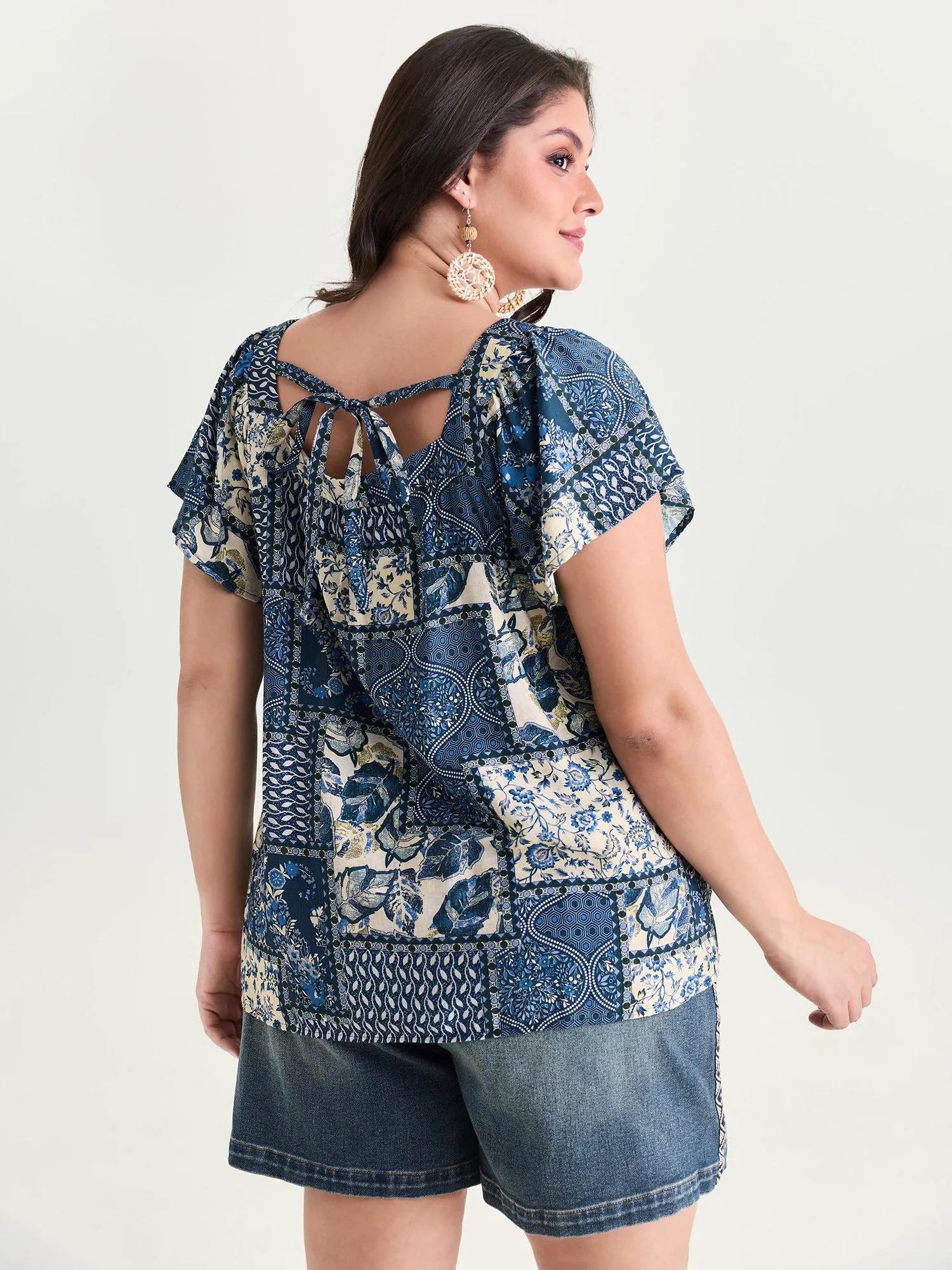 Collage Print Square Neckline Blouse sold by Bloomchic product image thumbnail 5