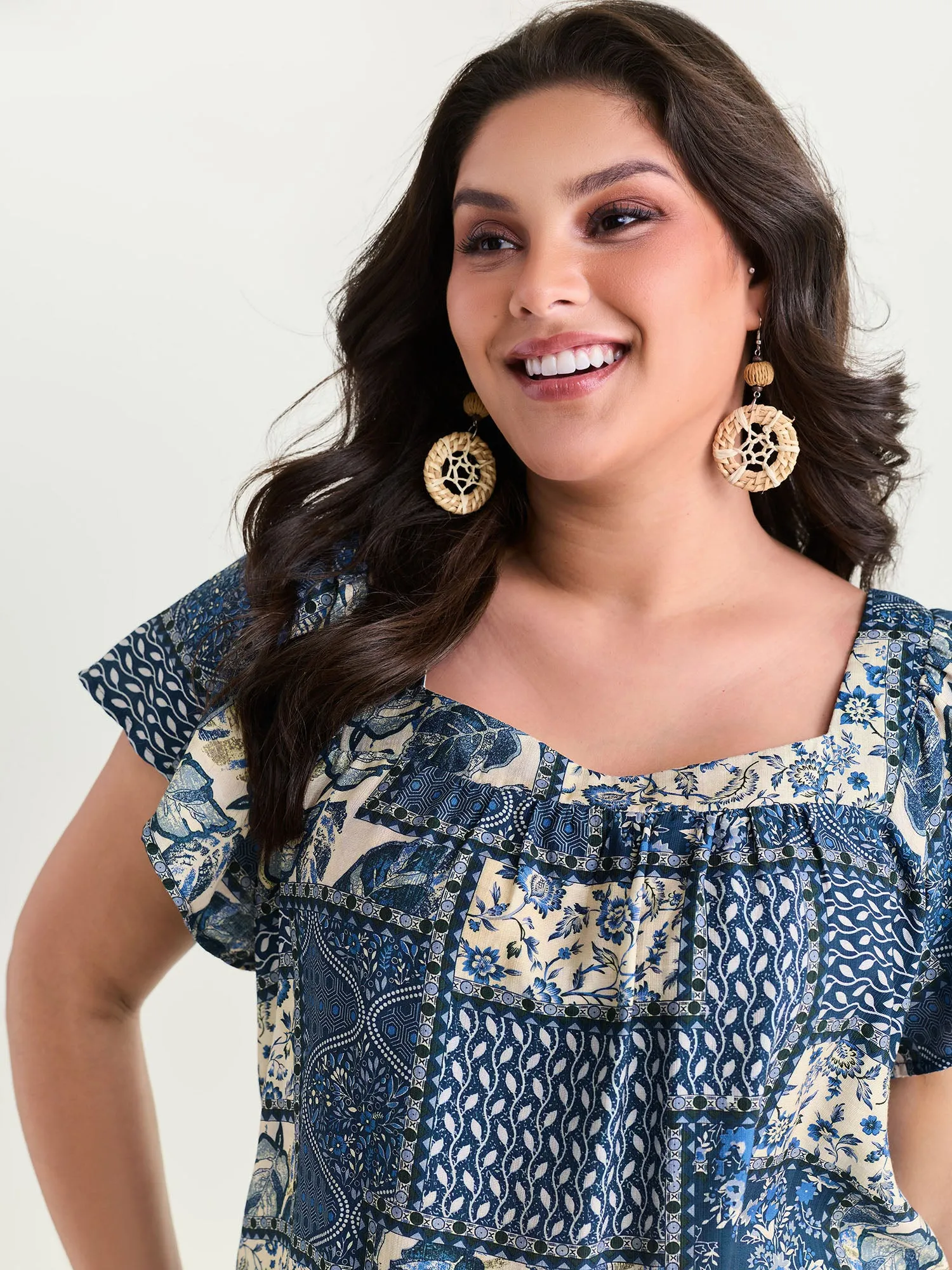 Collage Print Square Neckline Blouse sold by Bloomchic product image thumbnail 2