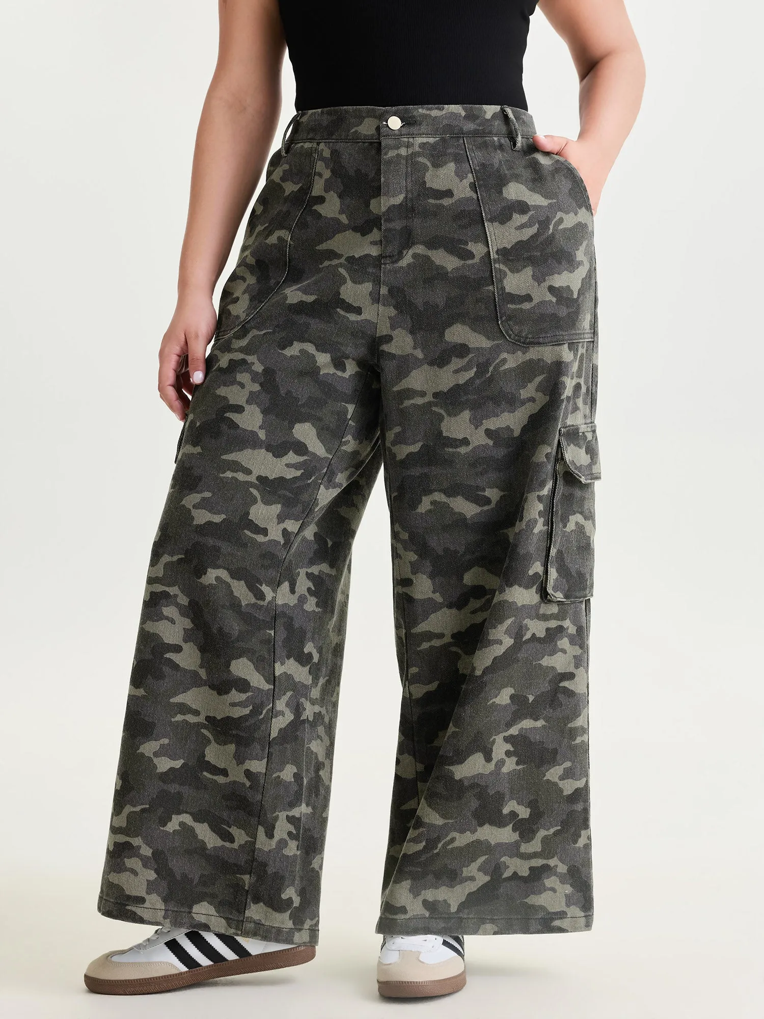 Cotton Camouflage Print Straight-Leg Pants sold by Bloomchic product image thumbnail 2