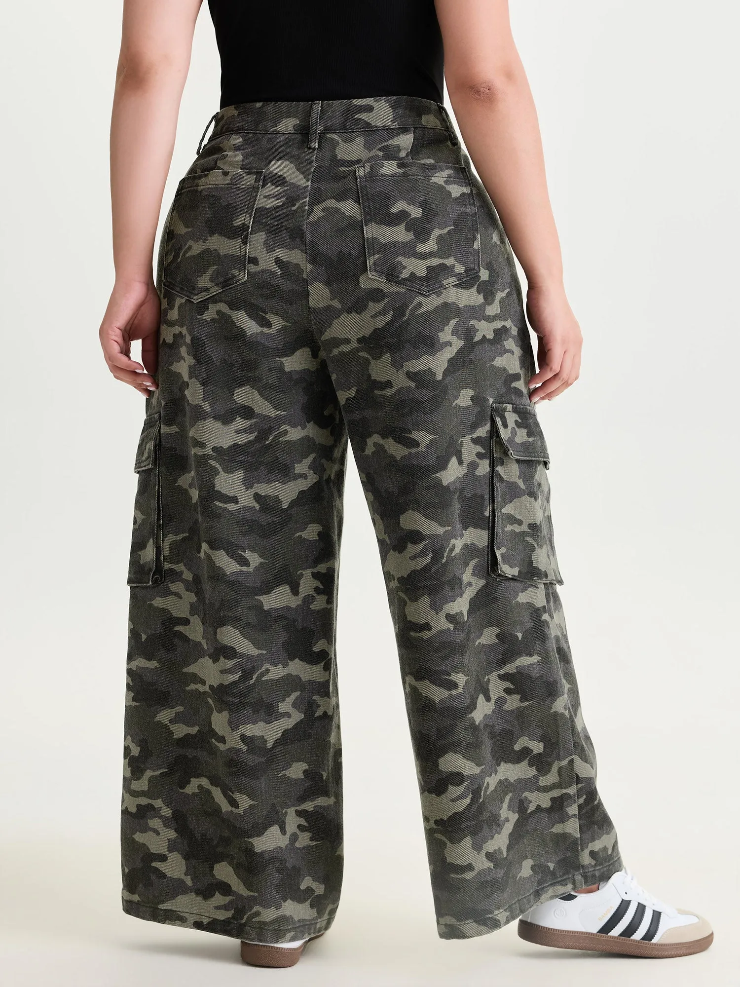 Cotton Camouflage Print Straight-Leg Pants sold by Bloomchic product image thumbnail 3