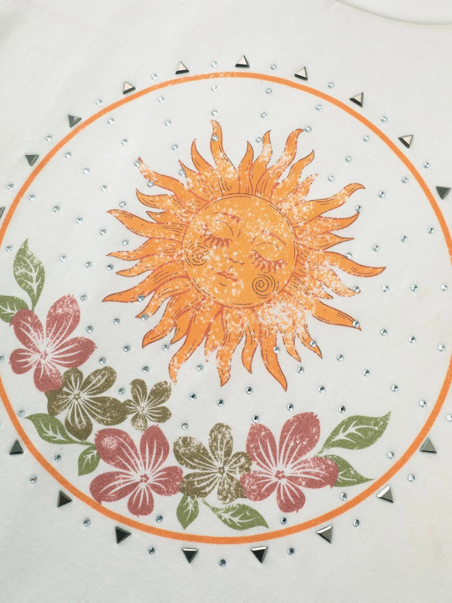 Cotton Sunshine Floral Print Rhinestone T-Shirt sold by Bloomchic product image thumbnail 5