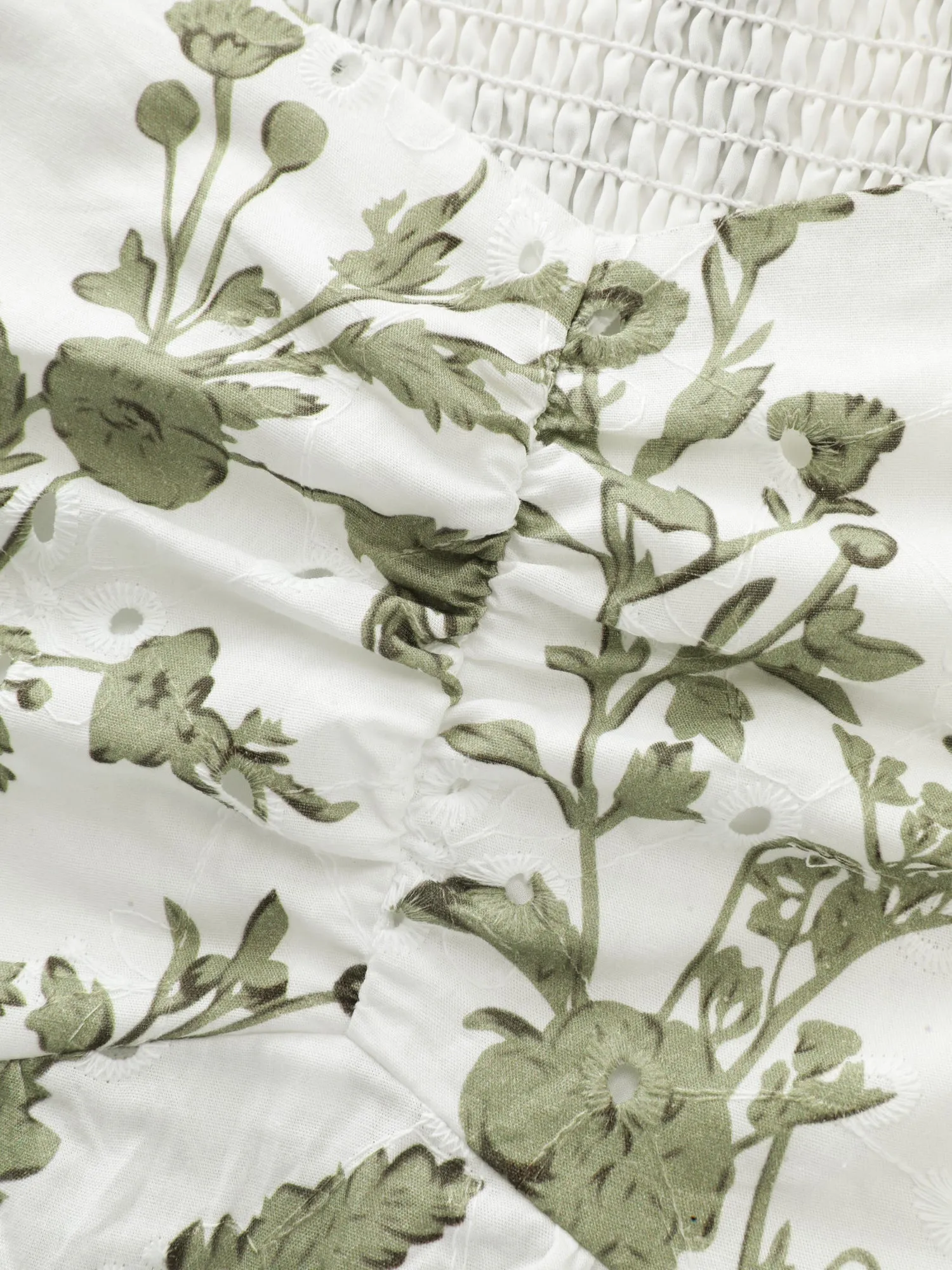 Cotton Floral Print Ruched Bubble Sleeve Blouse sold by Bloomchic product image thumbnail 5