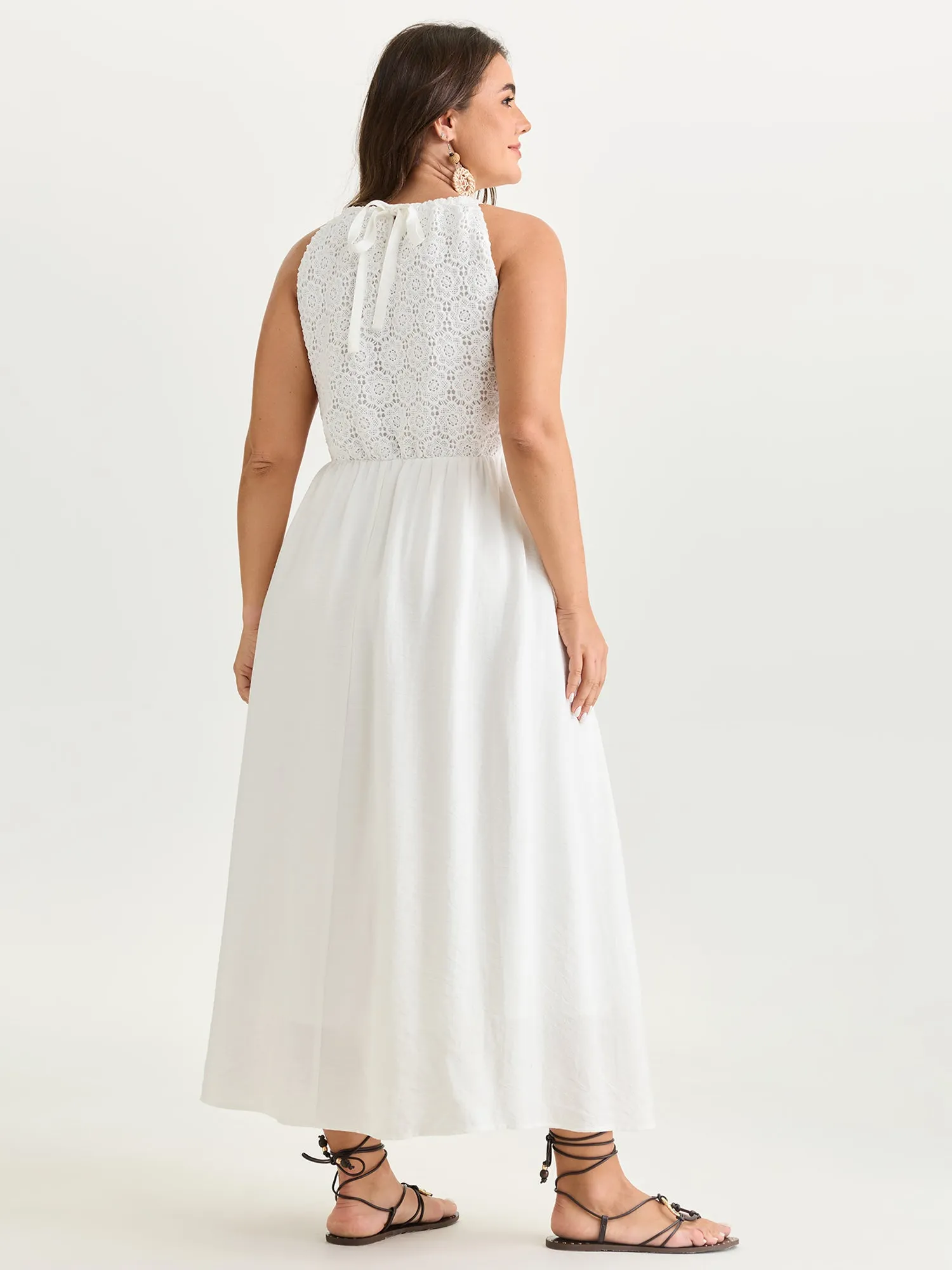 Lace Textured Halter Neckline Maxi Dress sold by Bloomchic product image thumbnail 4