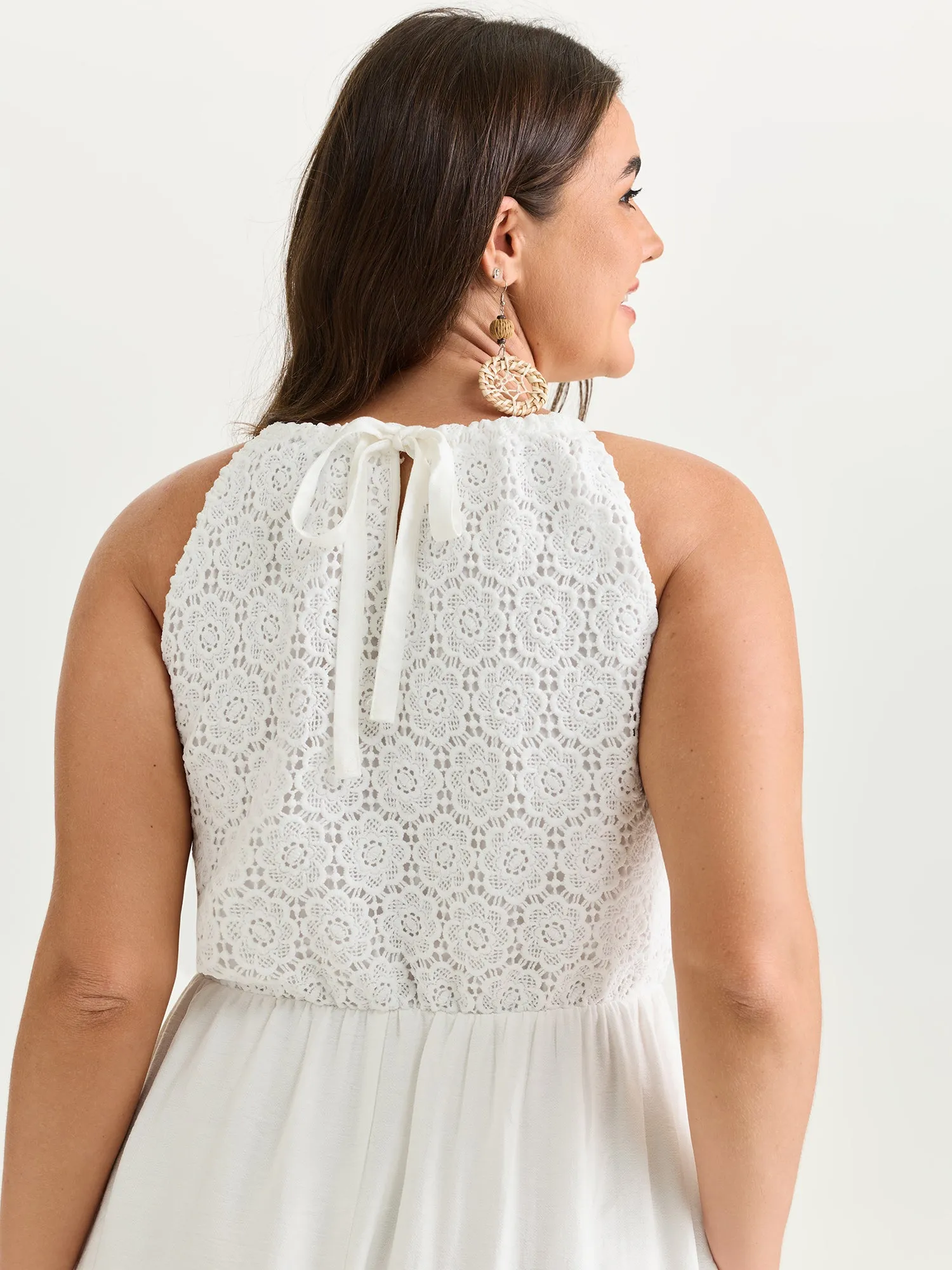 Lace Textured Halter Neckline Maxi Dress sold by Bloomchic product image thumbnail 3