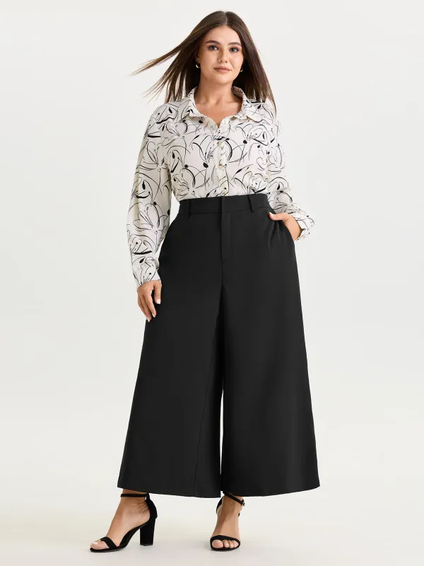 Stretchy Wide Waistband Wide-Leg Pants made by Bloomchic