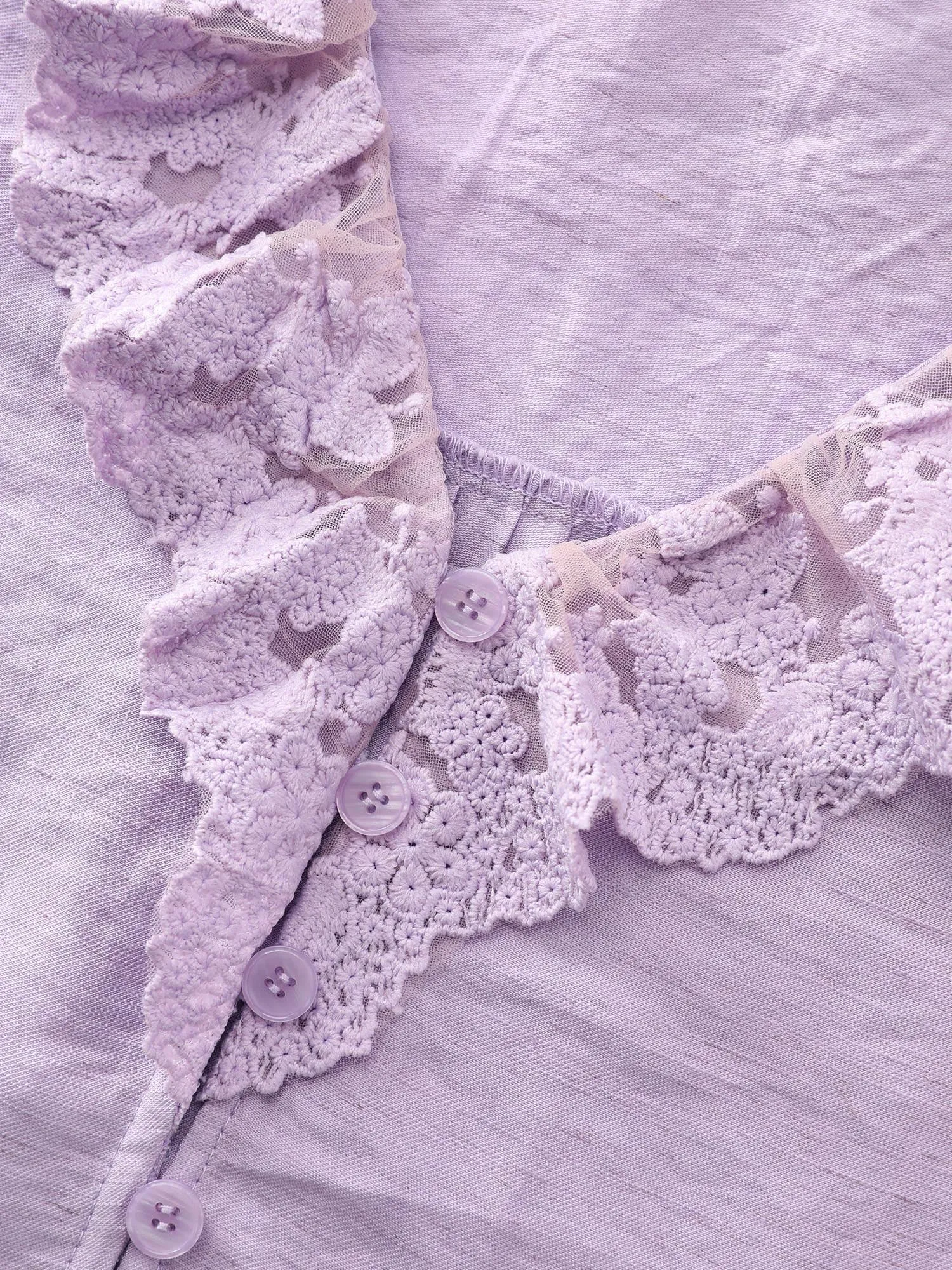 Ruffled Lace Neckline Button-Down Blouse sold by Bloomchic product image thumbnail 5