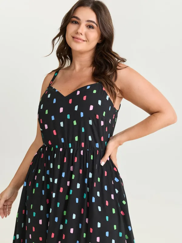 Colorful Geometric Print Cami Midi Dress made by Bloomchic