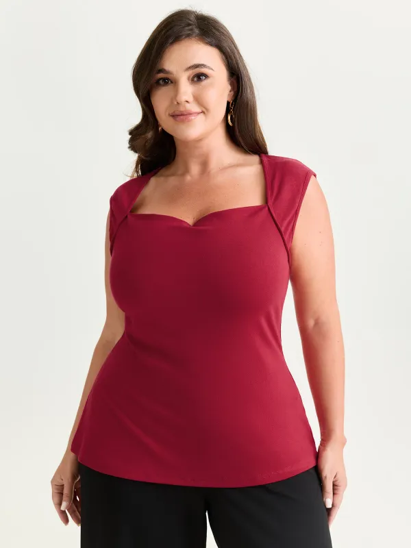 Ribbed Cowl Neckline Plain Tank Top made by Bloomchic