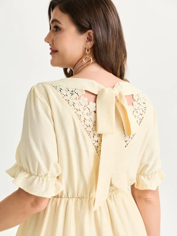 Open Back Lace Detail Sweetheart Midi Dress made by Bloomchic