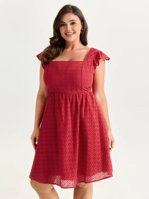 Cotton Textured Flutter Sleeve Mini Dress made by Bloomchic
