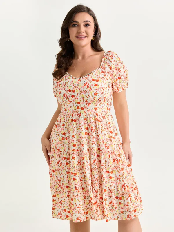 Floral Print Cinched-Waist Mini Dress made by Bloomchic