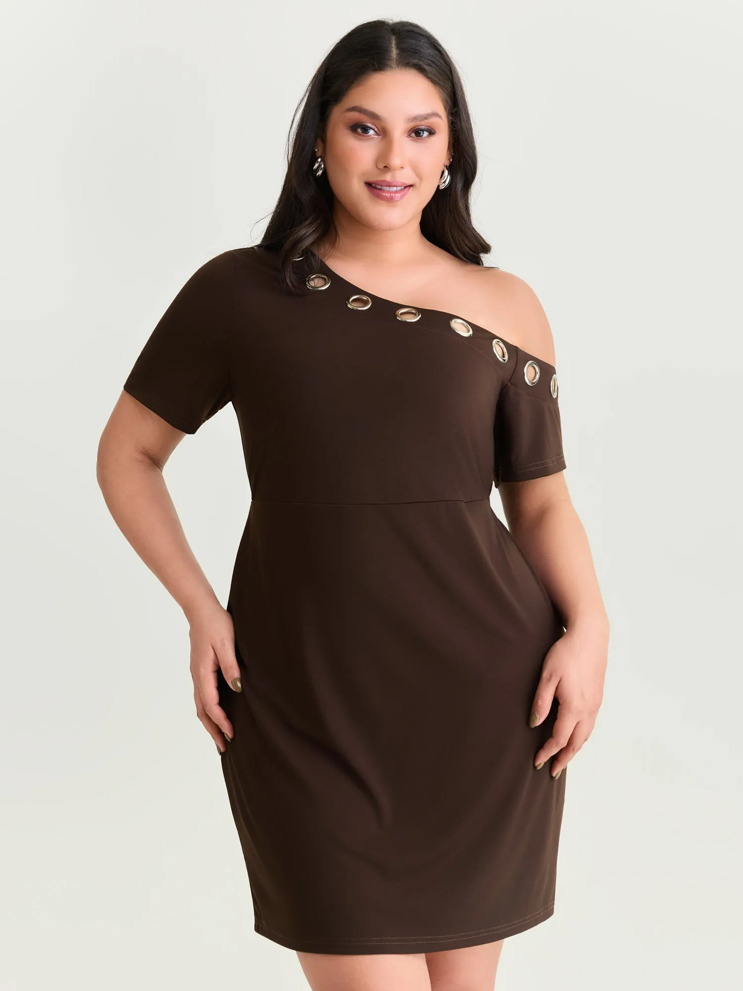 Stretchy Metal Eyelet Detail Bodycon Dress sold by Bloomchic