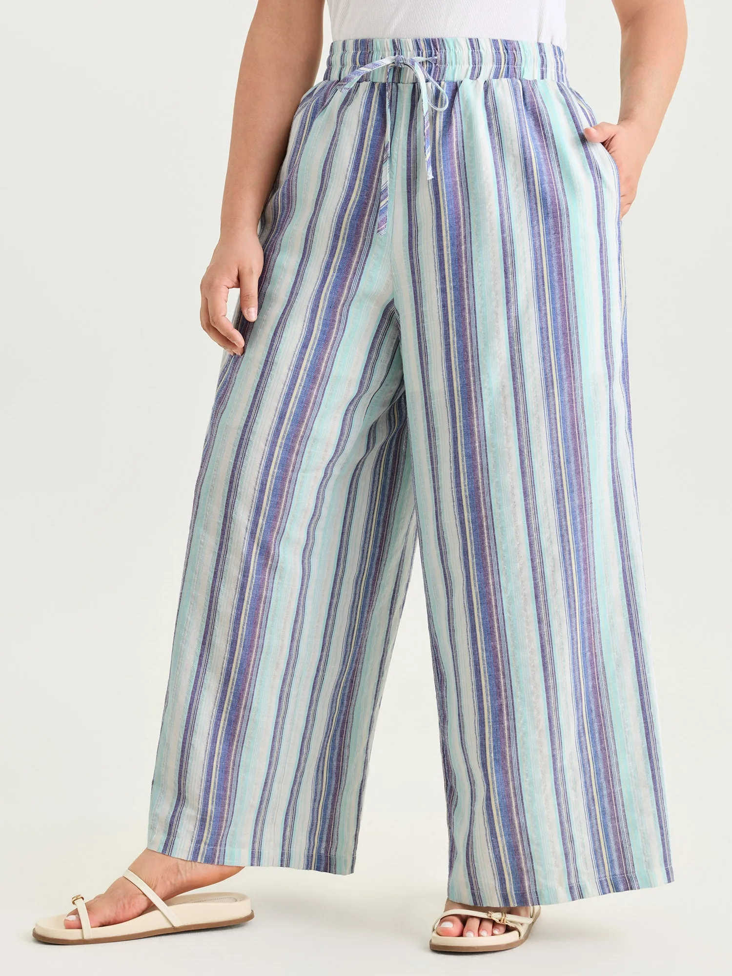 Striped Elastic Waist Wide Leg Pants sold by Bloomchic product image thumbnail 2