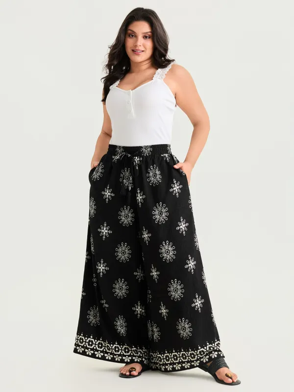 Boho Floral Print Wide Leg Pants made by Bloomchic