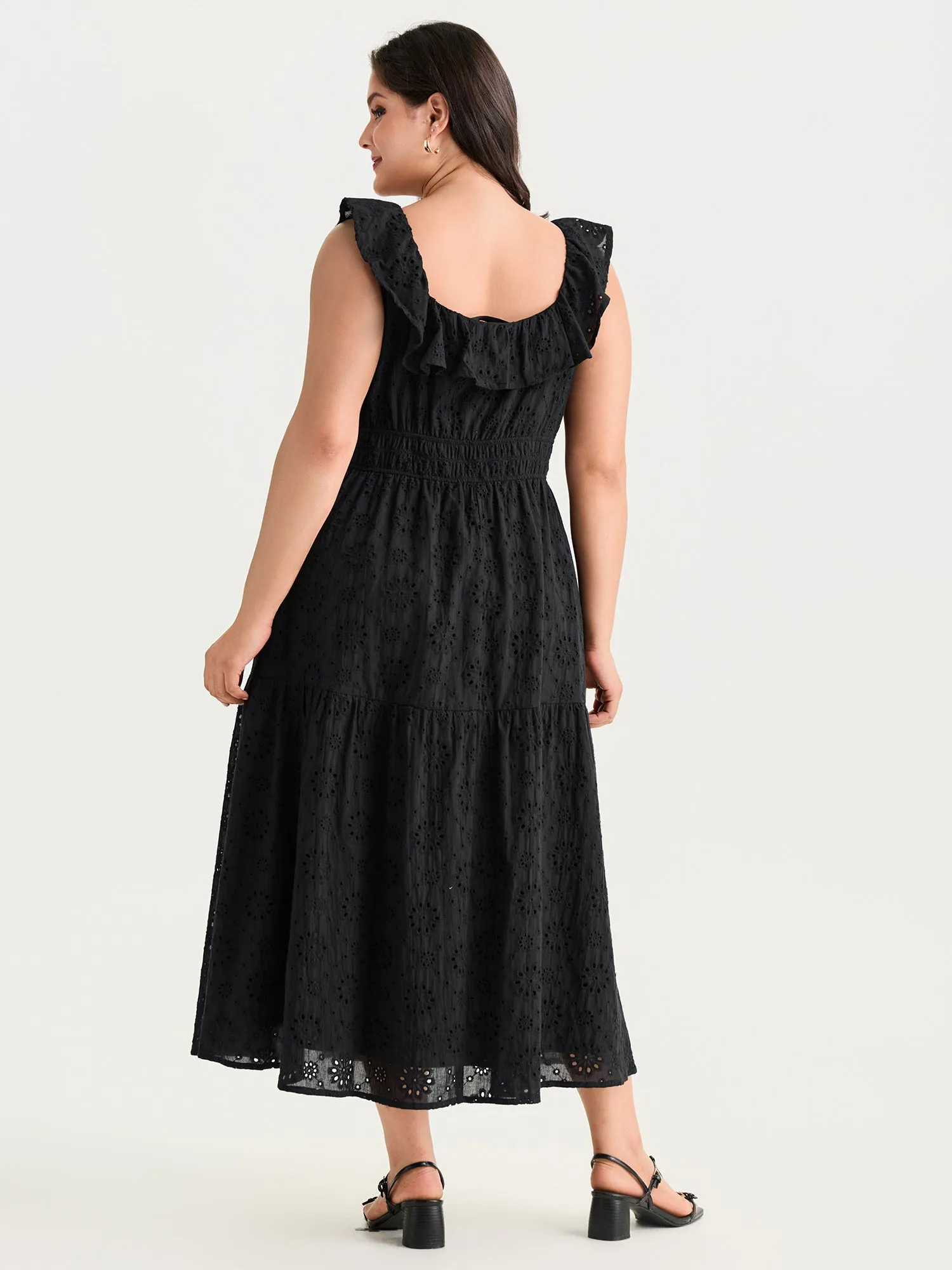 Solid Ruffle Square Neck Trim Maxi Dress sold by Bloomchic product image thumbnail 4