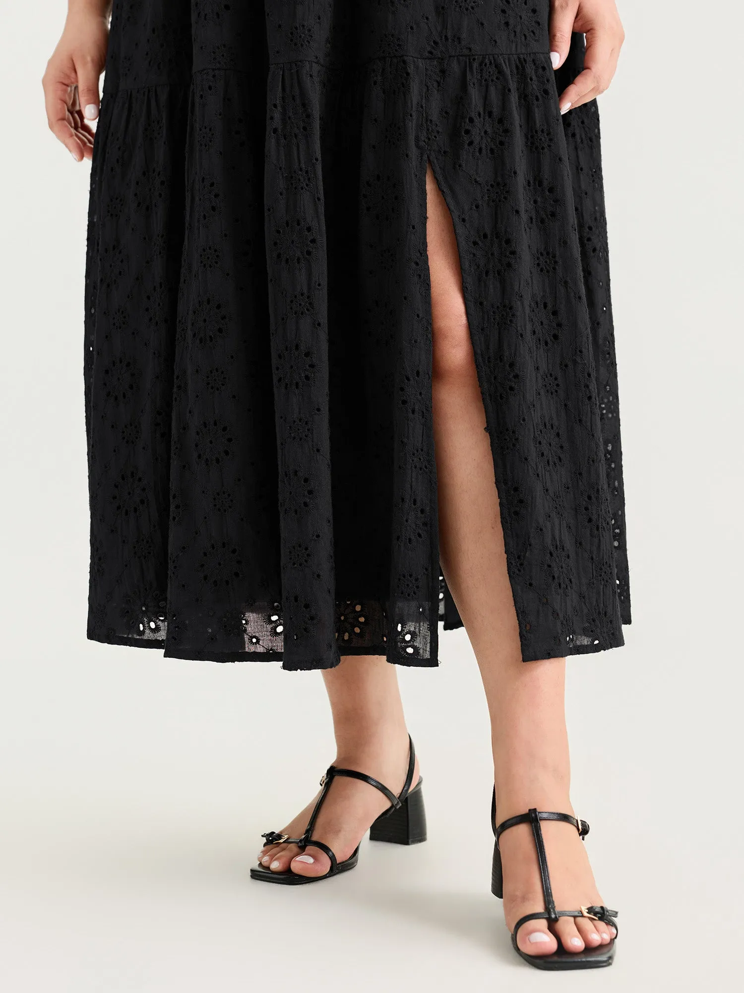 Solid Ruffle Square Neck Trim Maxi Dress sold by Bloomchic product image thumbnail 3