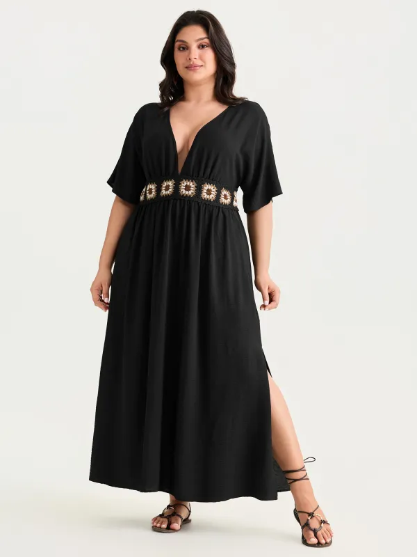 Breathable Boho Embroidered Waistband Maxi Dress made by Bloomchic