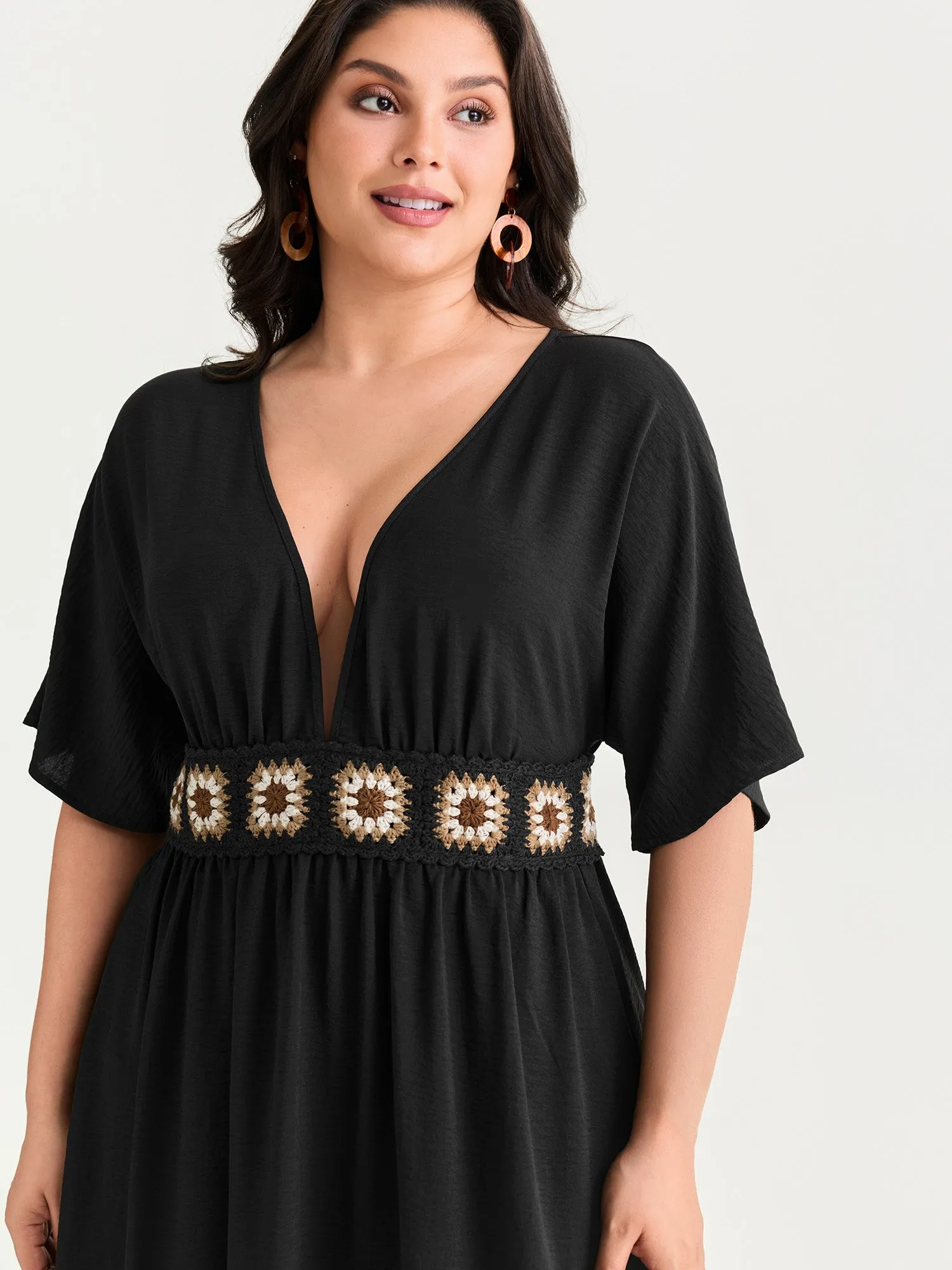 Breathable Boho Embroidered Waistband Maxi Dress sold by Bloomchic product image thumbnail 2
