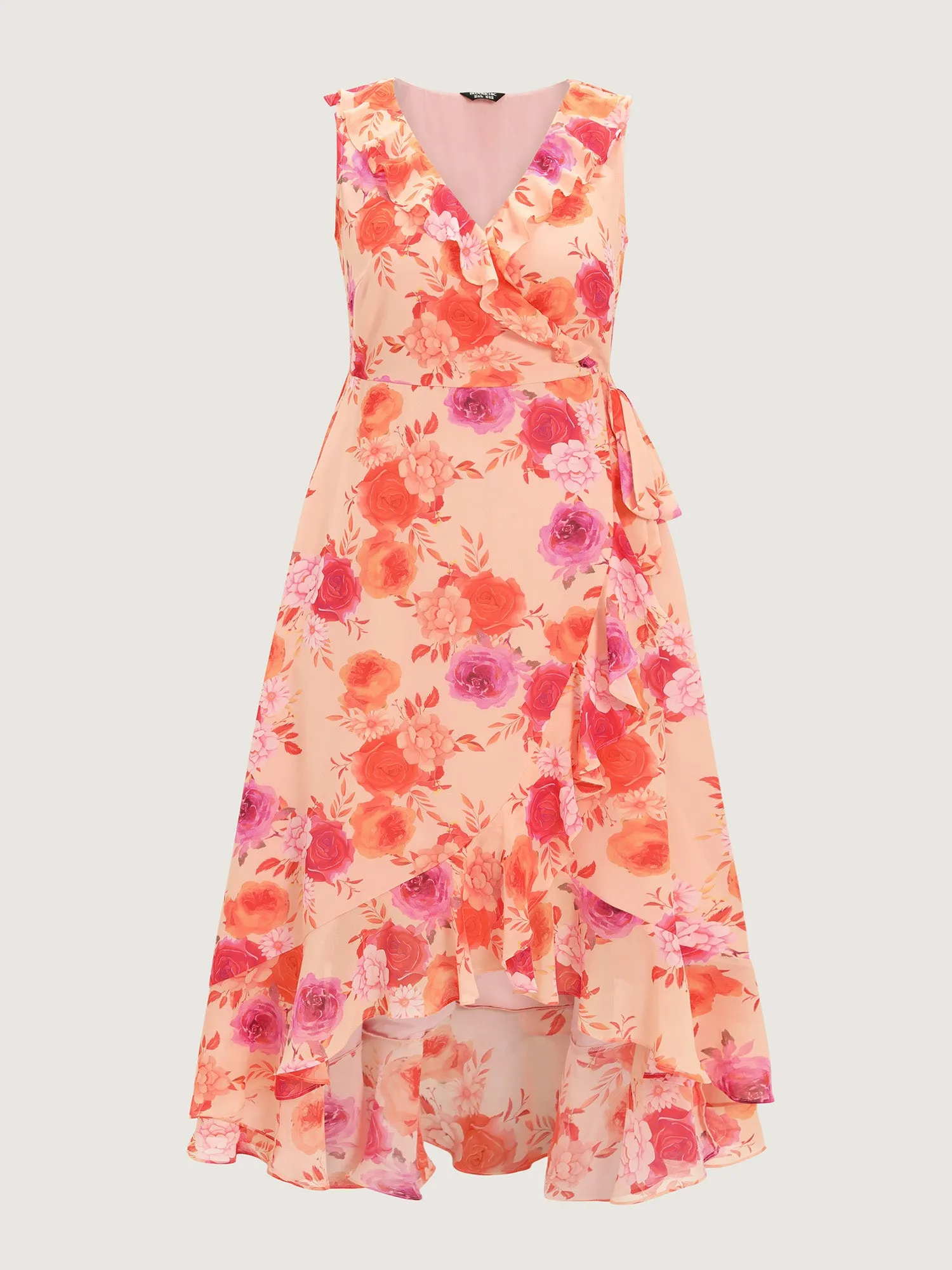 Floral Print Chiffon Flowy High Low Hem Midi Dress sold by Bloomchic product image thumbnail 5