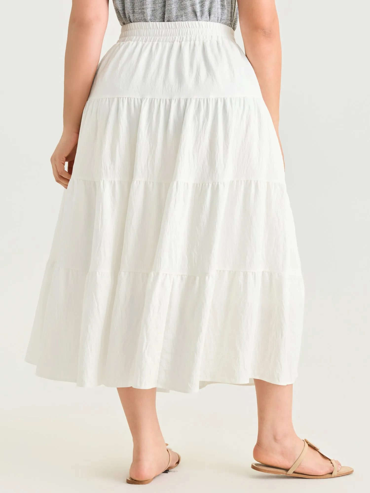 Elastic Waist Flowy Ruffle Layered Maxi Skirt sold by Bloomchic product image thumbnail 5