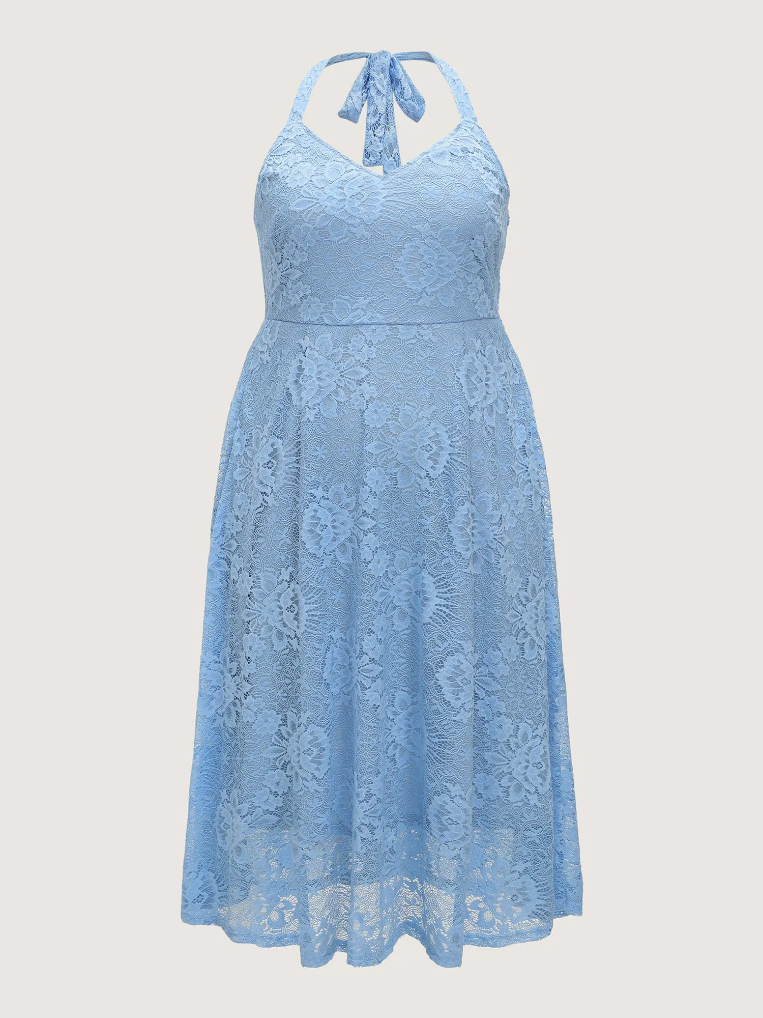 Lace Halter Neck Sleeveless A-Line Midi Dress sold by Bloomchic product image thumbnail 5