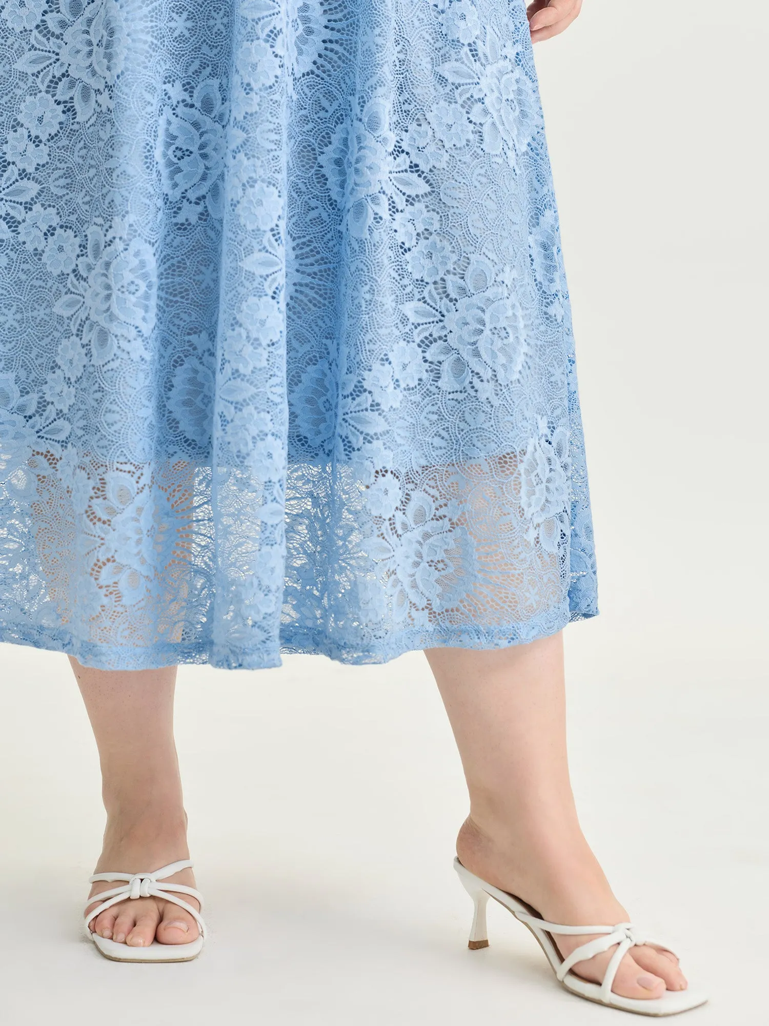 Lace Halter Neck Sleeveless A-Line Midi Dress sold by Bloomchic product image thumbnail 3