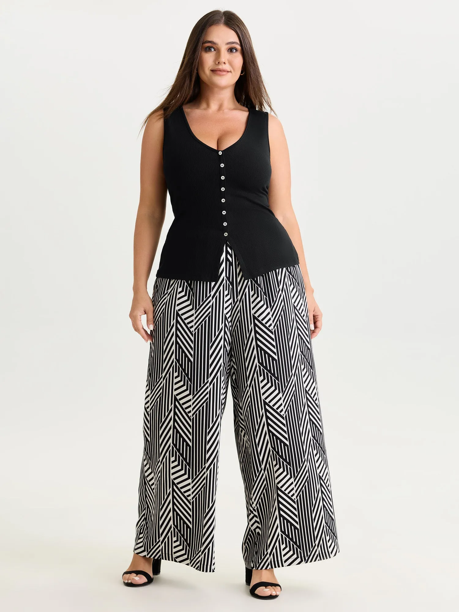 Stretchy Button-Front Tunic Style Top sold by Bloomchic product image thumbnail 3