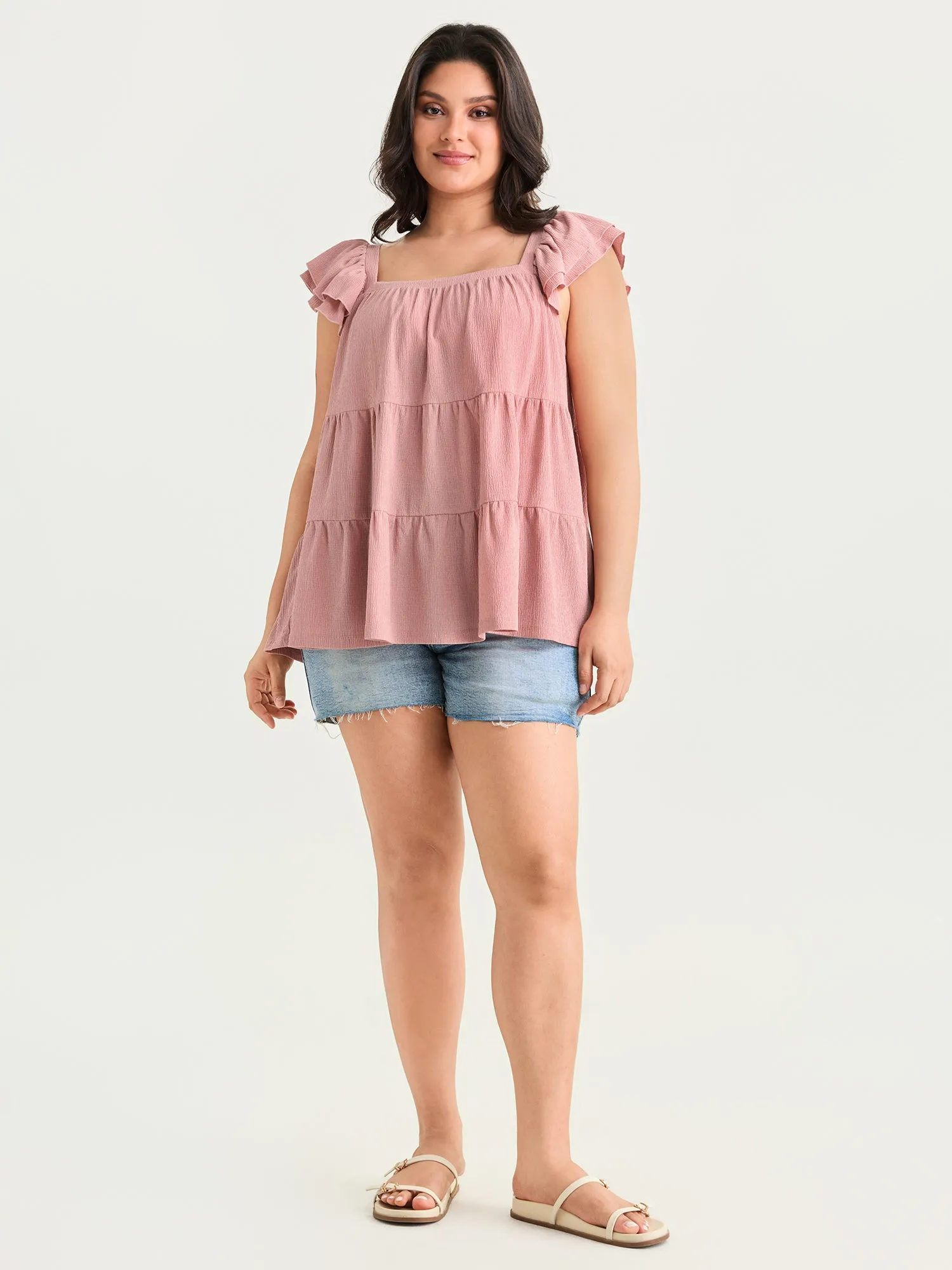 Square Neck Ruffle Sleeve Layered Top sold by Bloomchic product image thumbnail 3