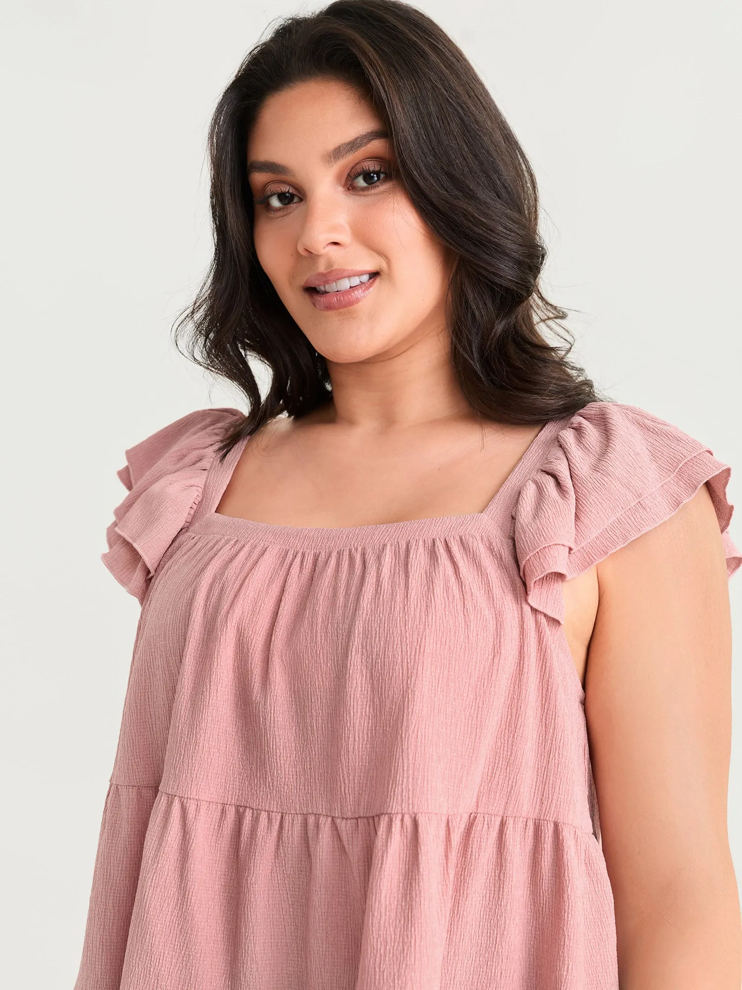 Square Neck Ruffle Sleeve Layered Top sold by Bloomchic product image thumbnail 2