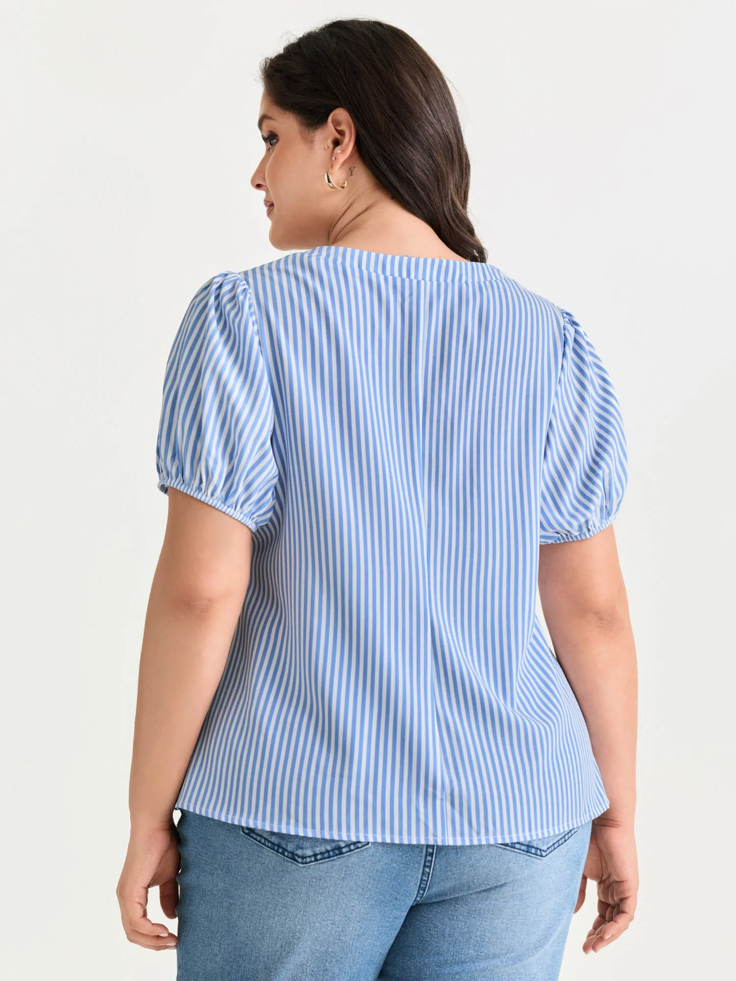 Striped Print Tie-Front Blouse sold by Bloomchic product image thumbnail 4